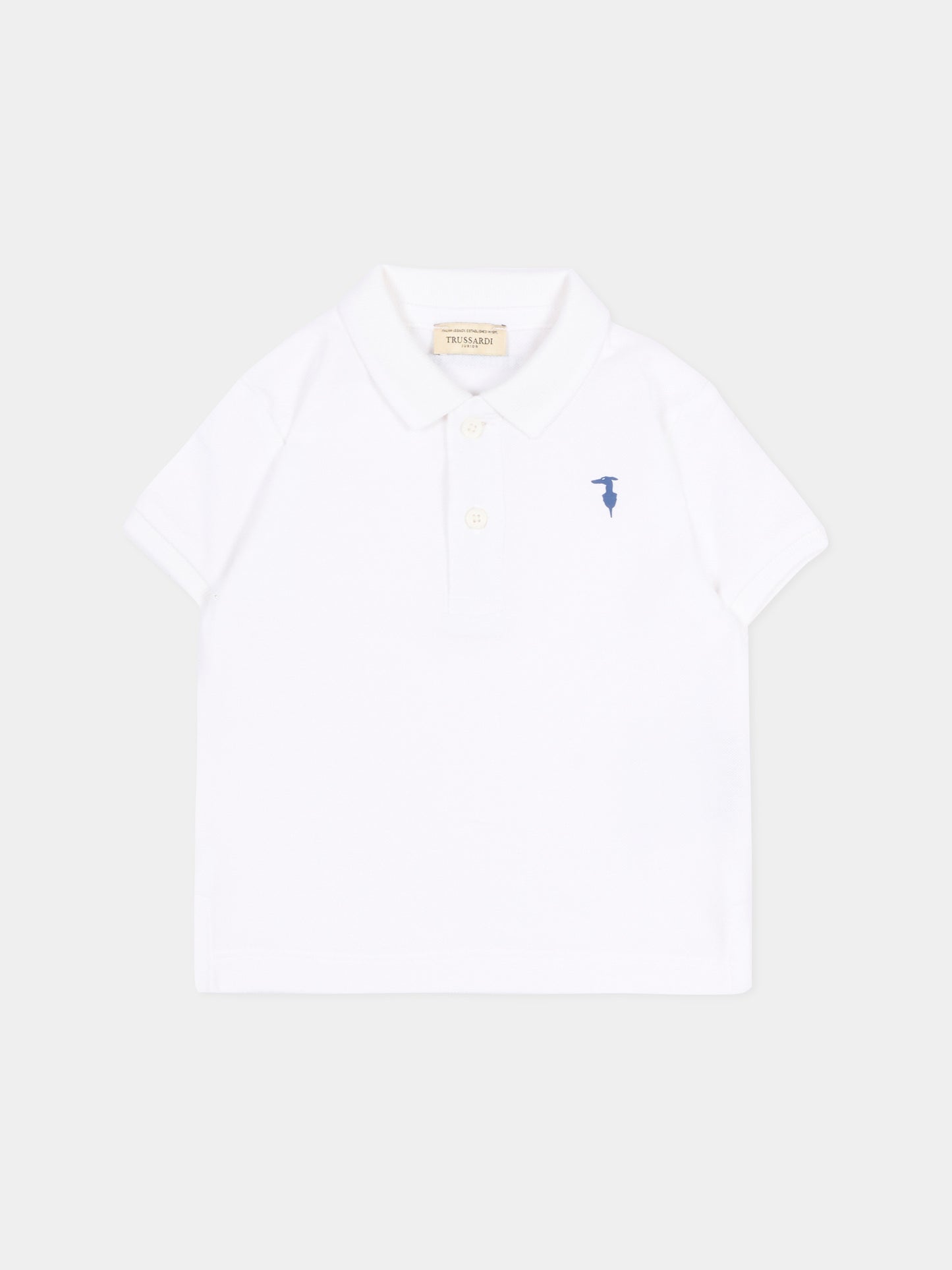 Polo bianca per neonato con levriero,Trussardi Junior,TIP26002PO WHITE OPTICAL