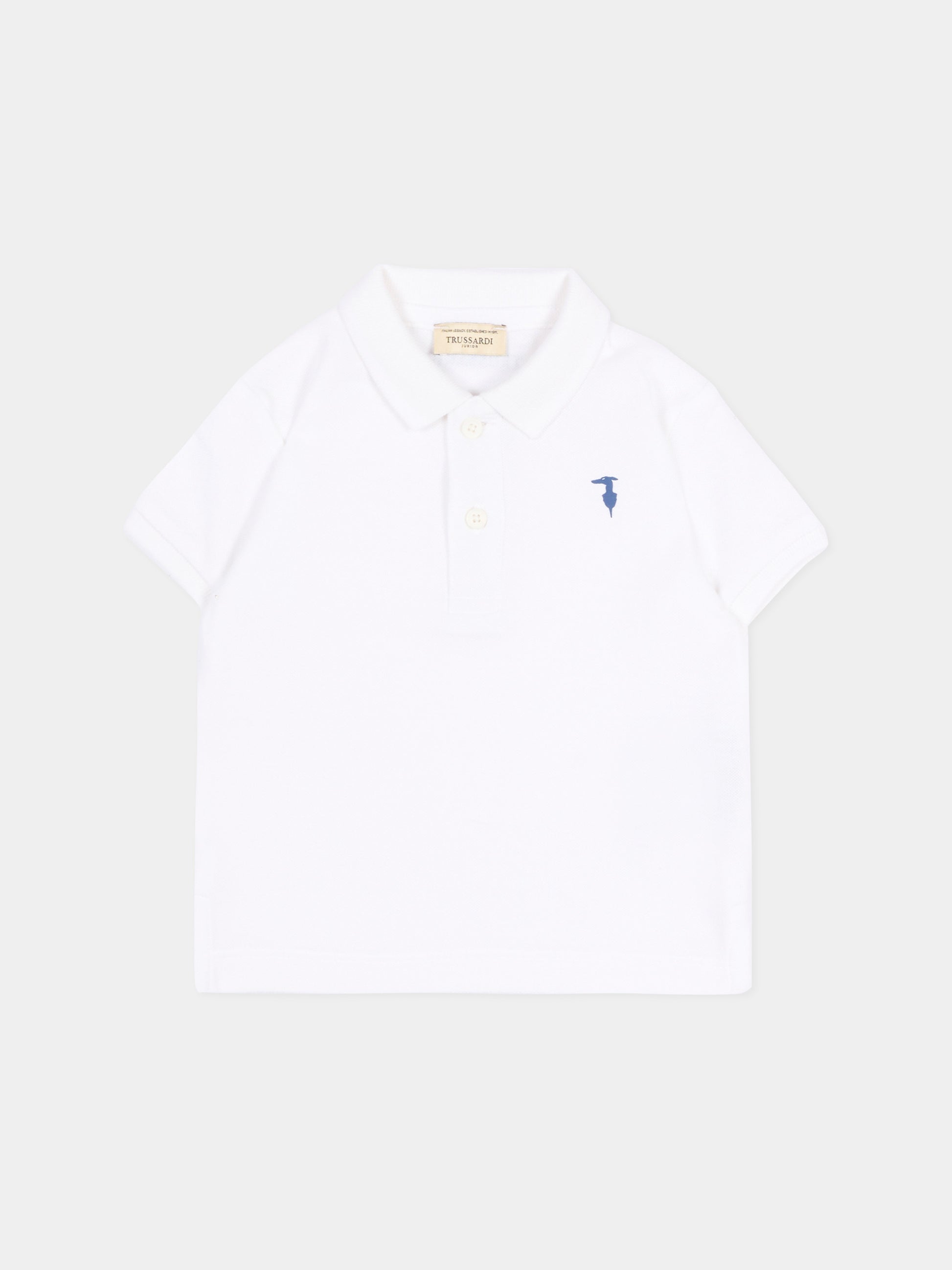 Polo bianca per neonato con levriero,Trussardi Junior,TIP26002PO WHITE OPTICAL