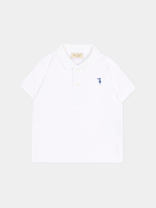 Polo bianca per neonato con levriero,Trussardi Junior,TIP26002PO WHITE OPTICAL