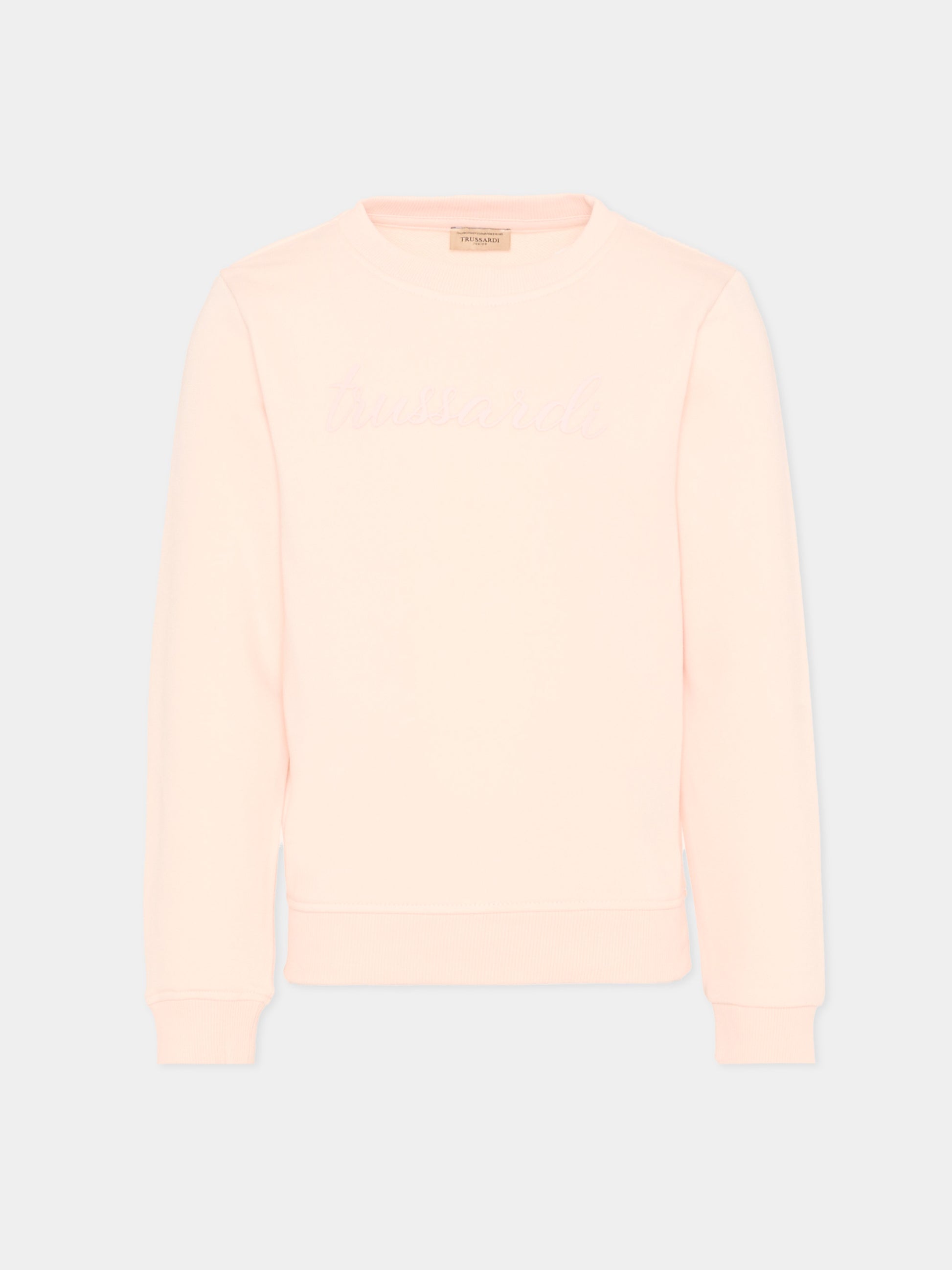 Felpa rosa per bambina con logo,Trussardi Junior,TIP26014FE PINK SCALLOP SHELL