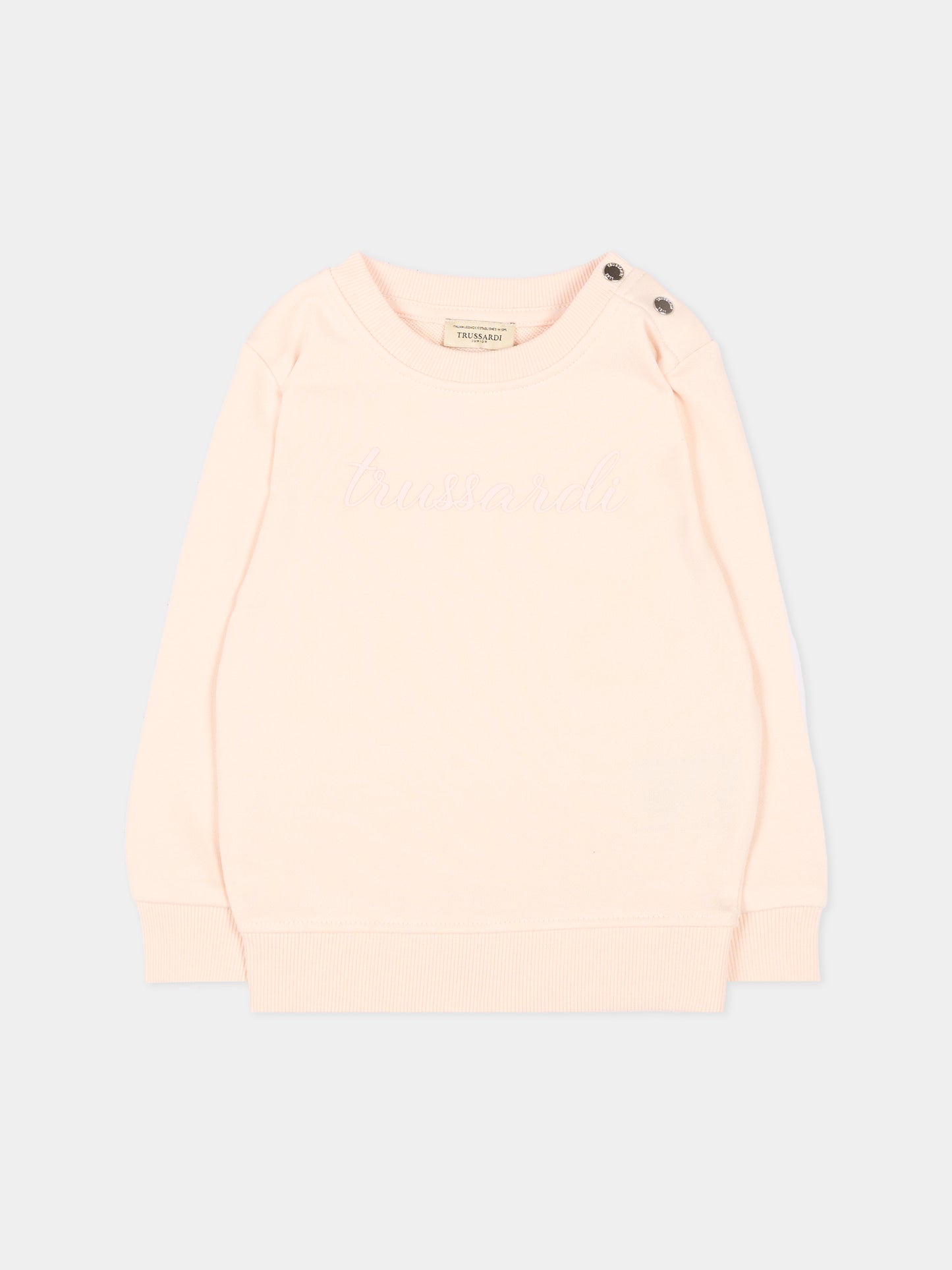 Felpa rosa per neonata con logo,Trussardi Junior,TIP26014FE PINK SCALLOP SHELL