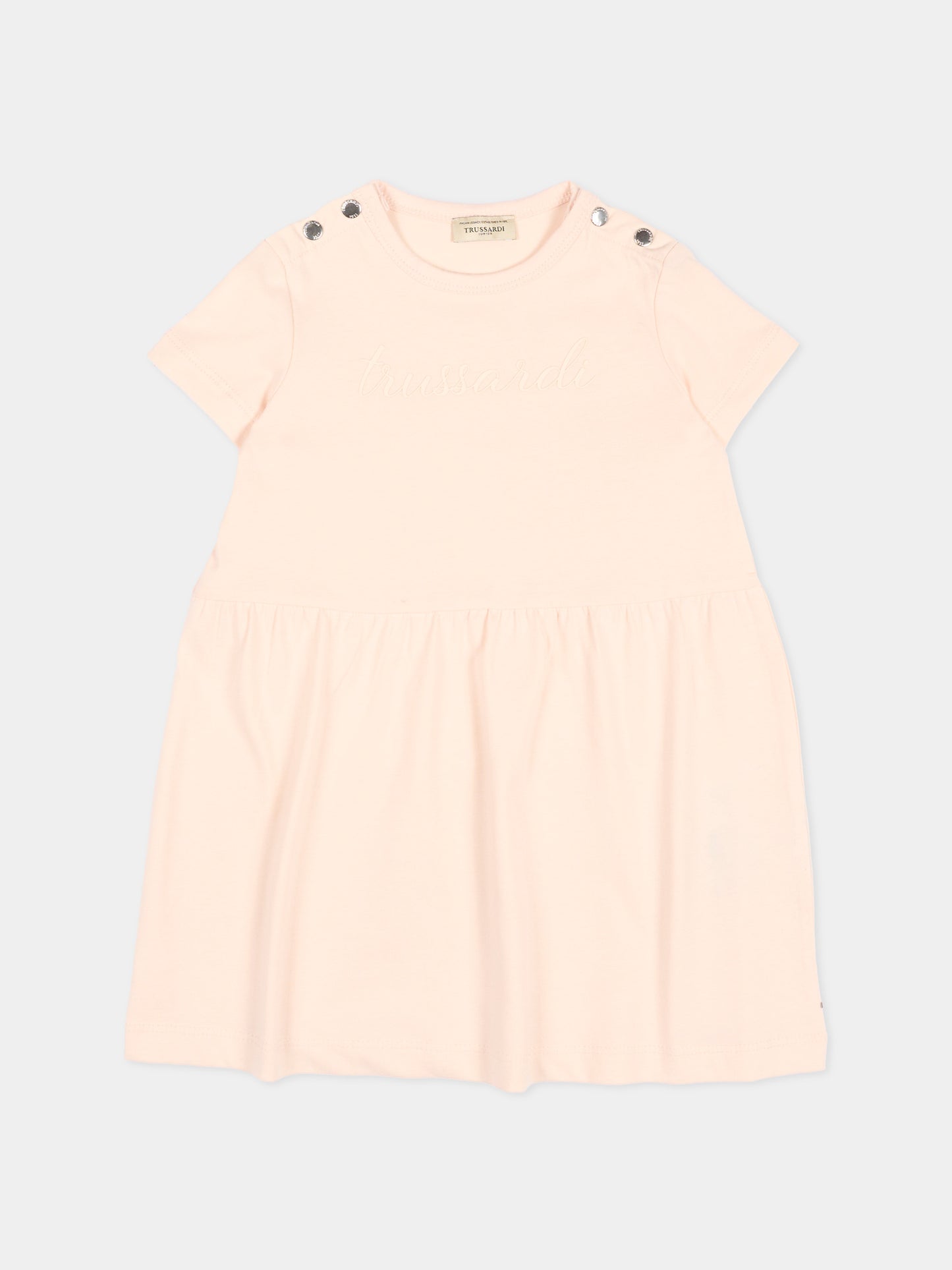 Vestito rosa per neonata con logo,Trussardi Junior,TIP26018VE PINK SCALLOP SHELL