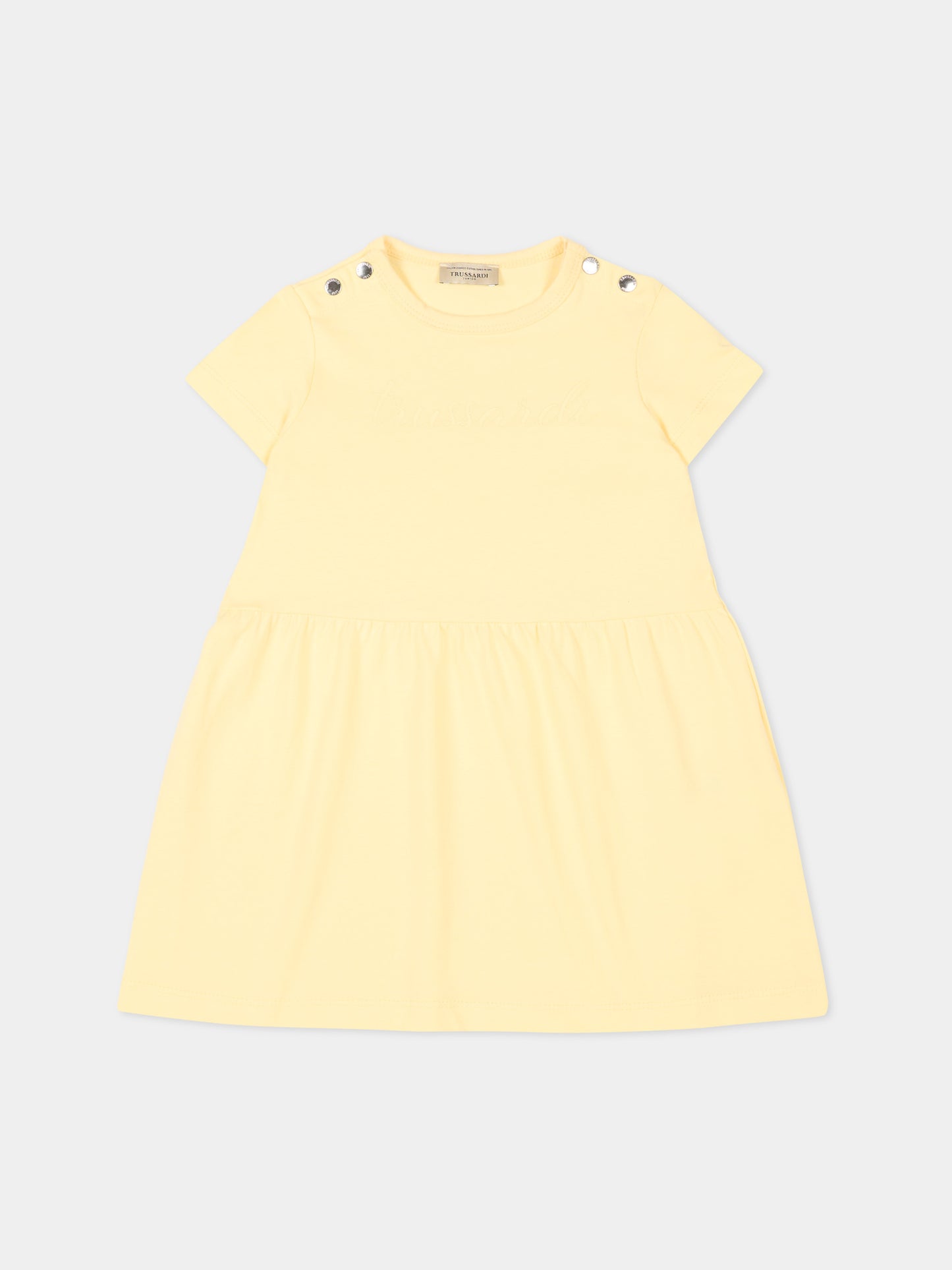 Vestito giallo per neonata con logo,Trussardi Junior,TIP26018VE YELLOW SUNLIGHT