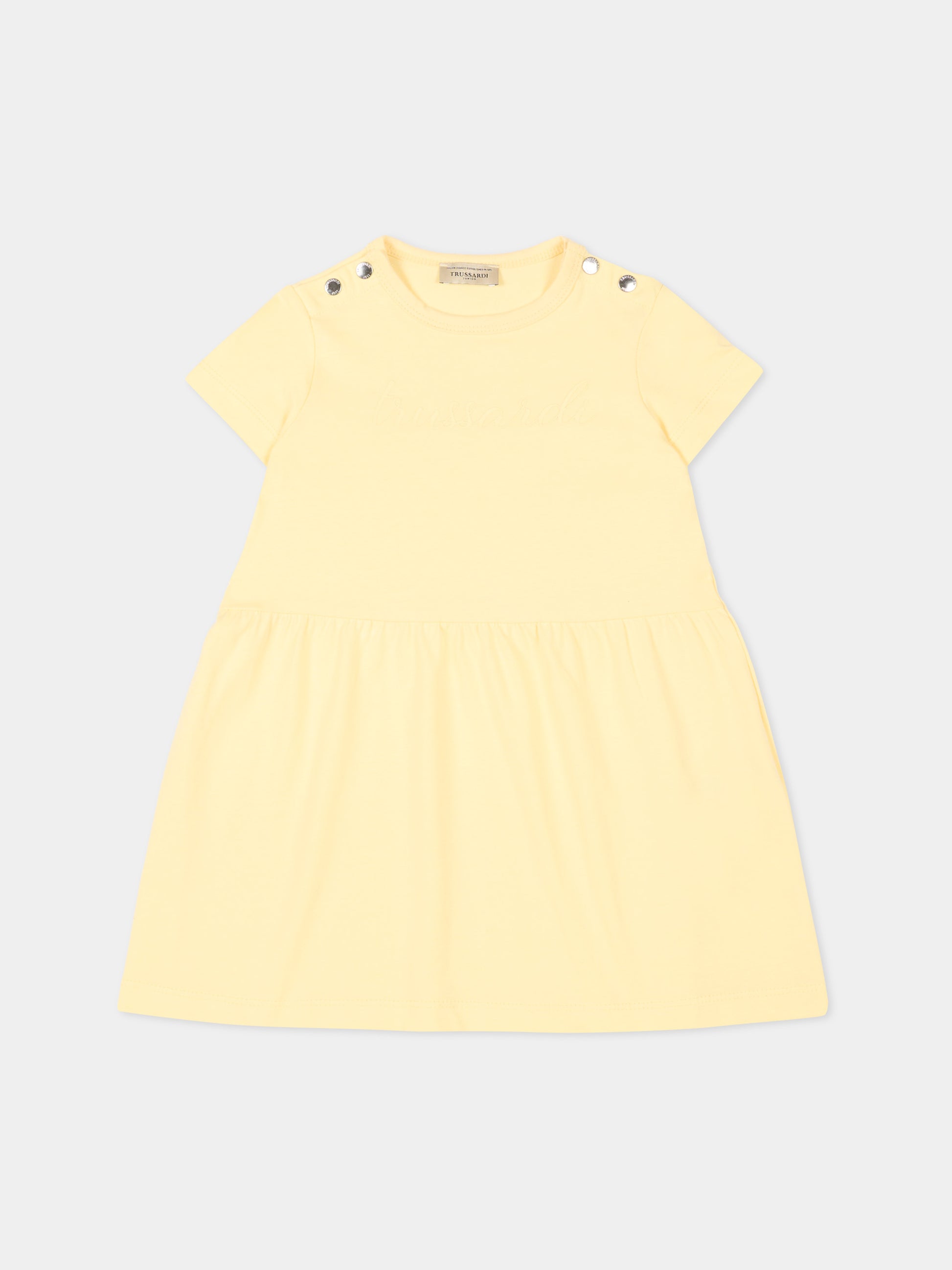 Vestito giallo per neonata con logo,Trussardi Junior,TIP26018VE YELLOW SUNLIGHT