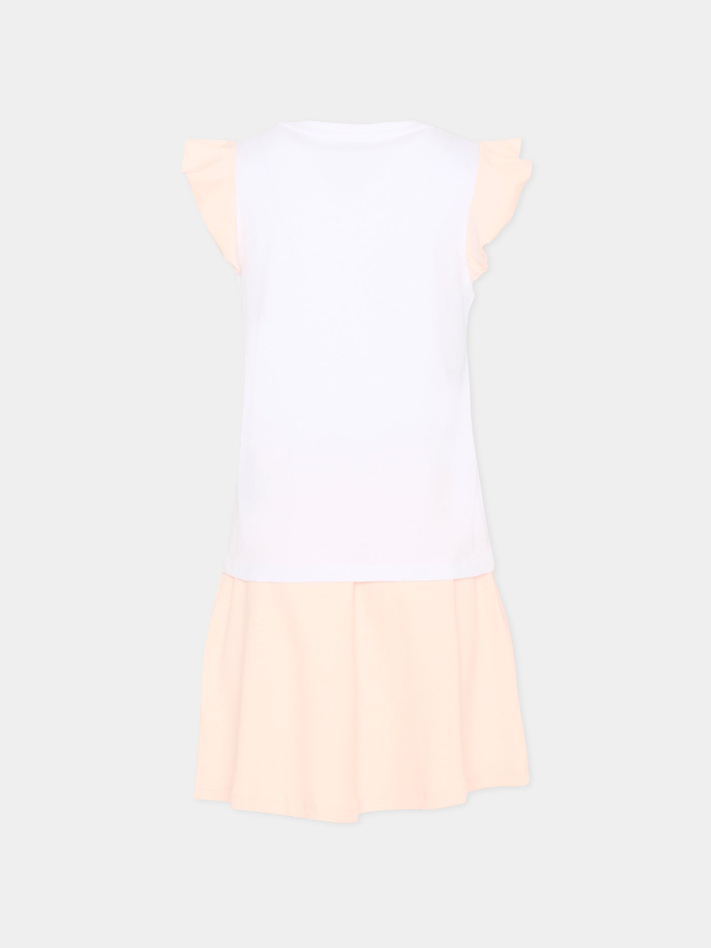 Completo sportivo bianco per bambina con logo,Trussardi Junior,TIP26022CJ WHITE PINK