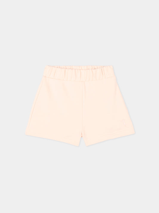 Shorts sportivi rosa per neonata con levriero,Trussardi Junior,TIP26024SH PINK SCALLOP SHELL