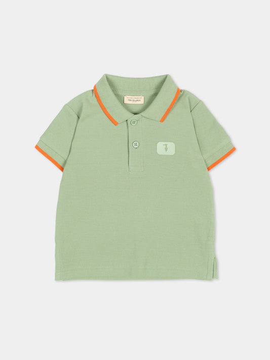 Polo verde per neonato con levriero,Trussardi Junior,TIP26045PO GREEN BASIL