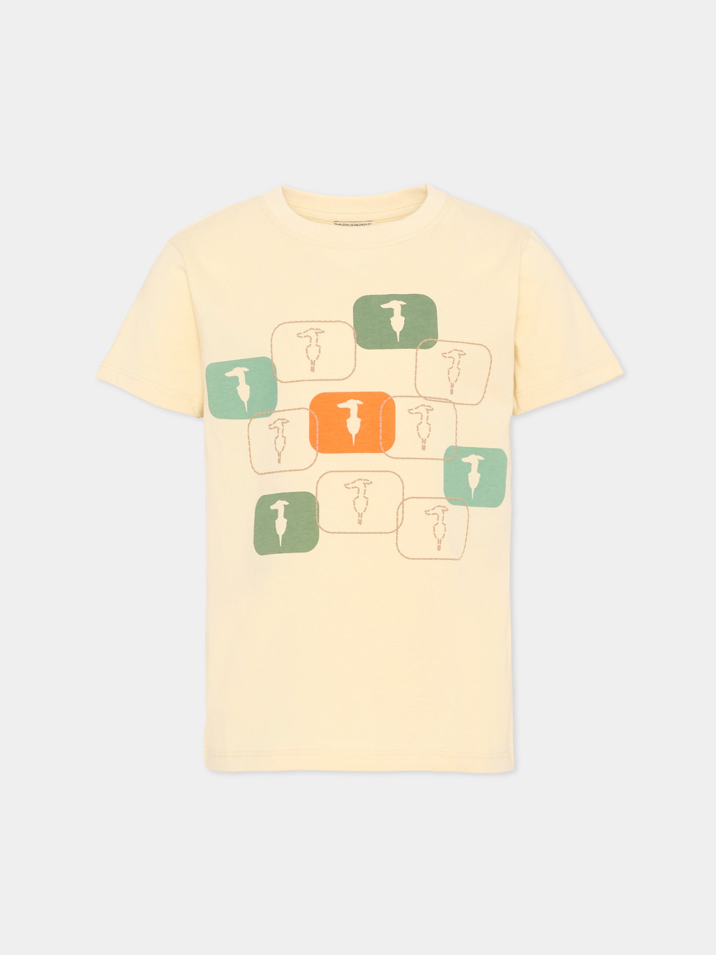 T-shirt beige per bambino con levrieri,Trussardi Junior,TIP26047TS BEIGE NEW ECRU