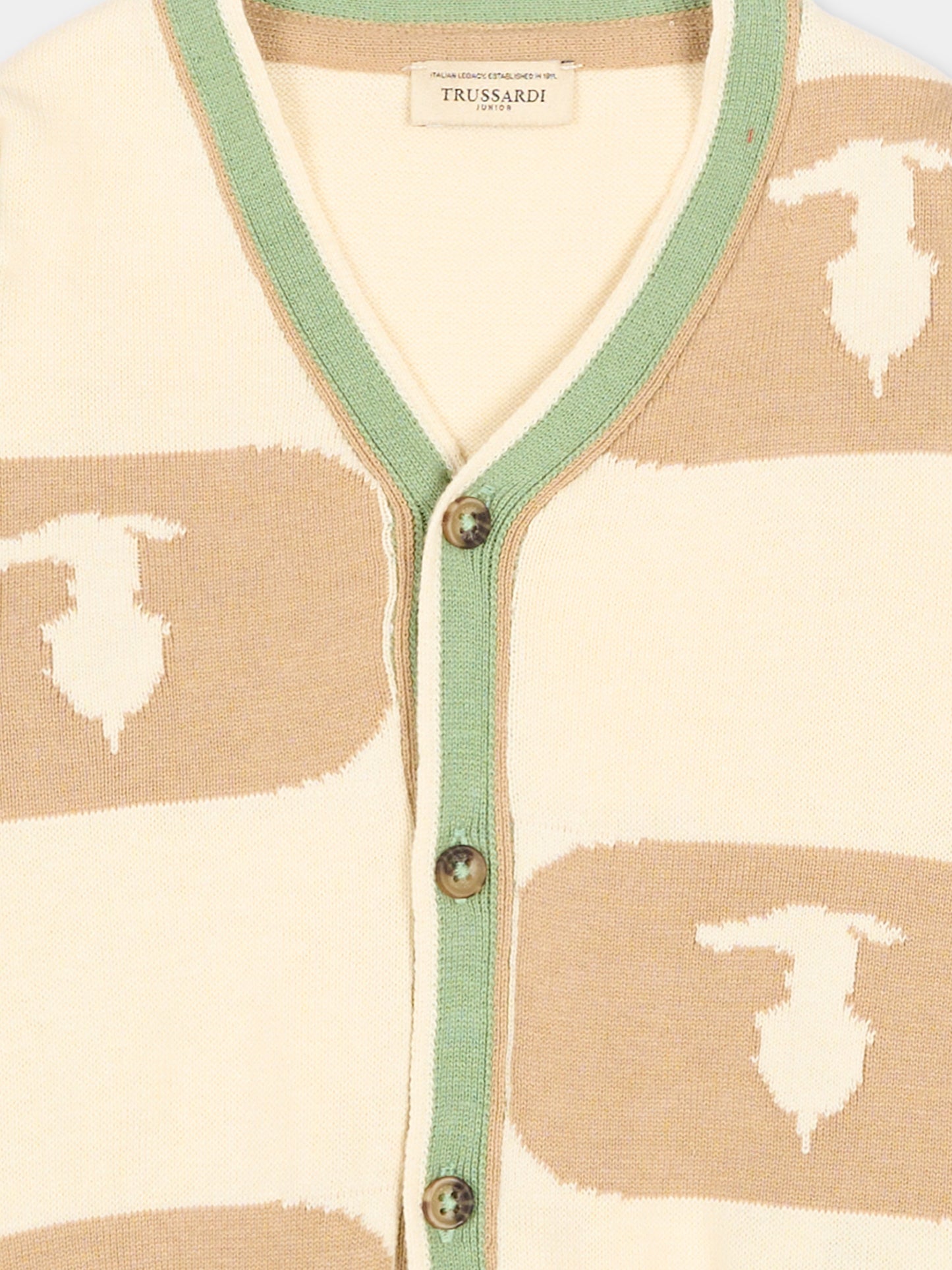 Cardigan verde per neonato con levriero,Trussardi Junior,TIP26069CD GREEN BASIL