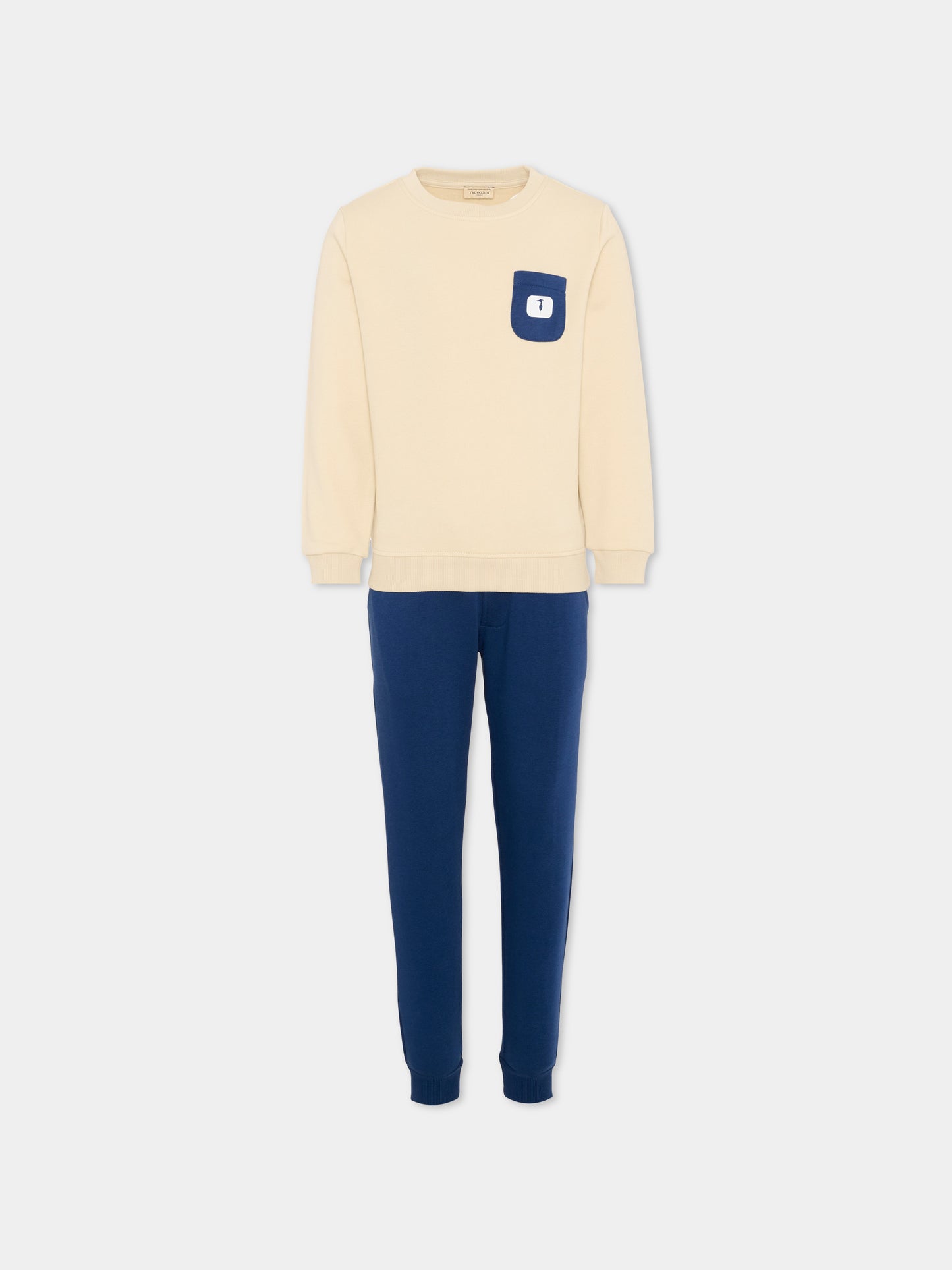 Completo sportivo beige per bambino con levriero,Trussardi Junior,TIP26077CF BEIGE CASTLE WALL