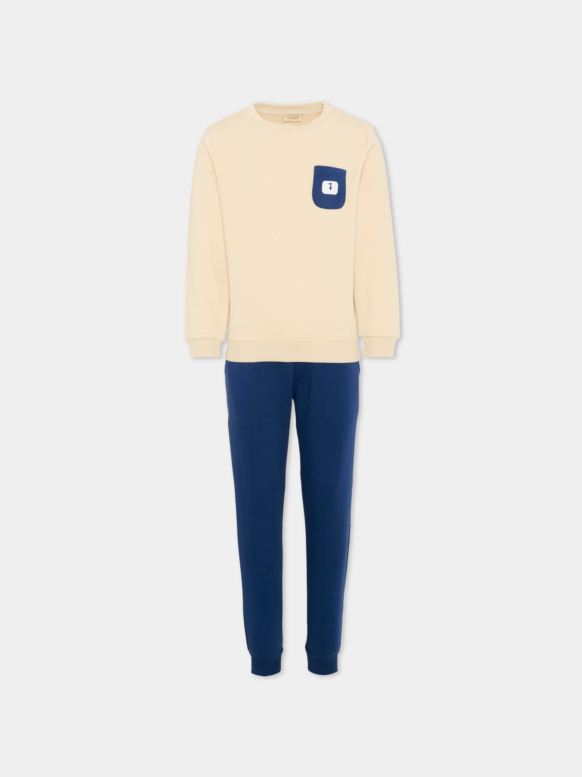 Completo sportivo beige per bambino con levriero,Trussardi Junior,TIP26077CF BEIGE CASTLE WALL