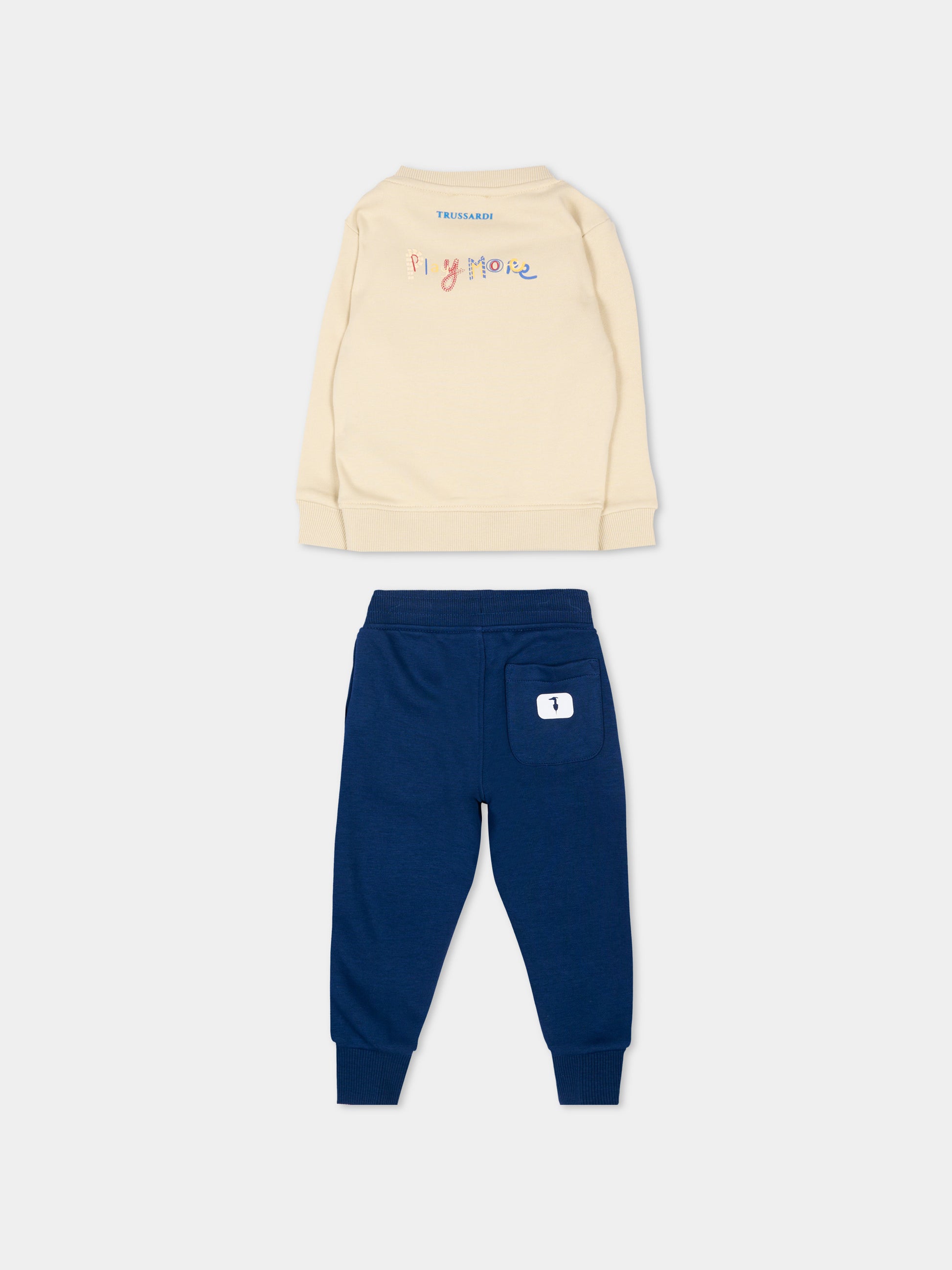 Completo sportivo beige per neonato con levriero,Trussardi Junior,TIP26077CF BEIGE CASTLE WALL