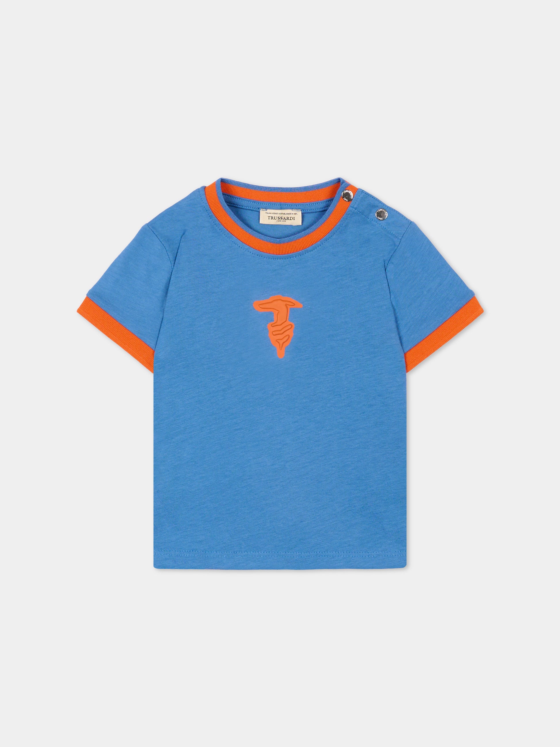T-Shirt blu per neonato con levriero,Trussardi Junior,TIP26088TS BLUE RIVERSIDE