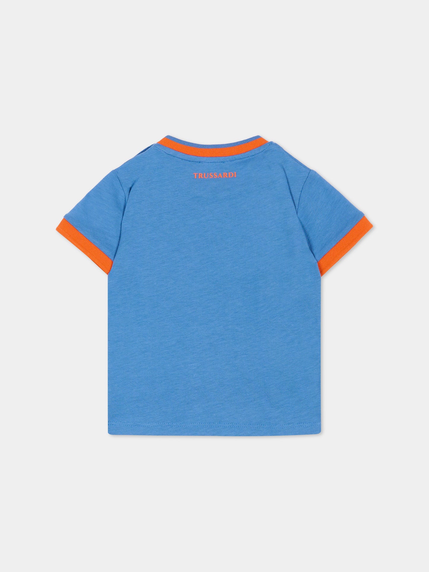 T-Shirt blu per neonato con levriero,Trussardi Junior,TIP26088TS BLUE RIVERSIDE