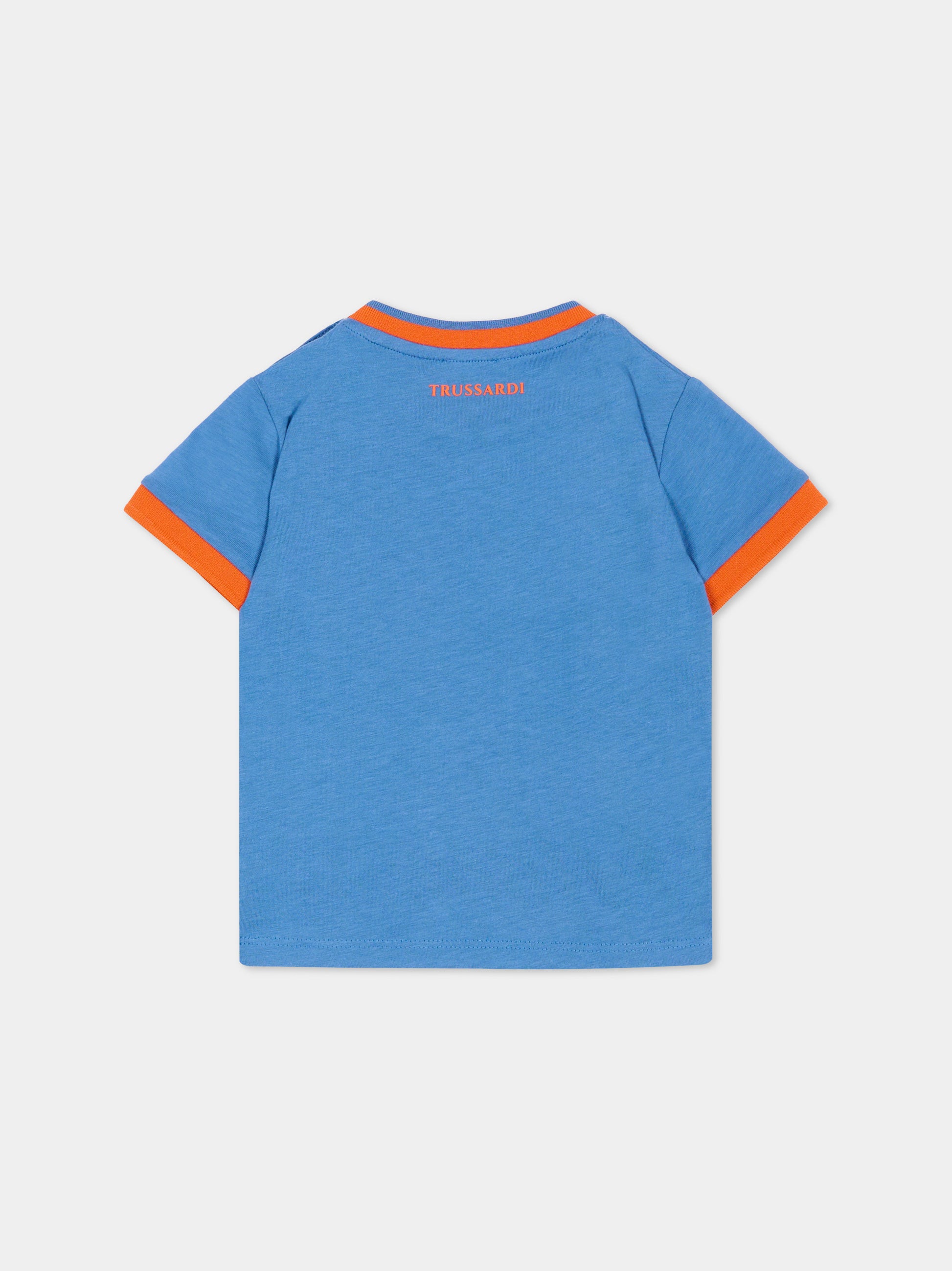 T-Shirt blu per neonato con levriero,Trussardi Junior,TIP26088TS BLUE RIVERSIDE