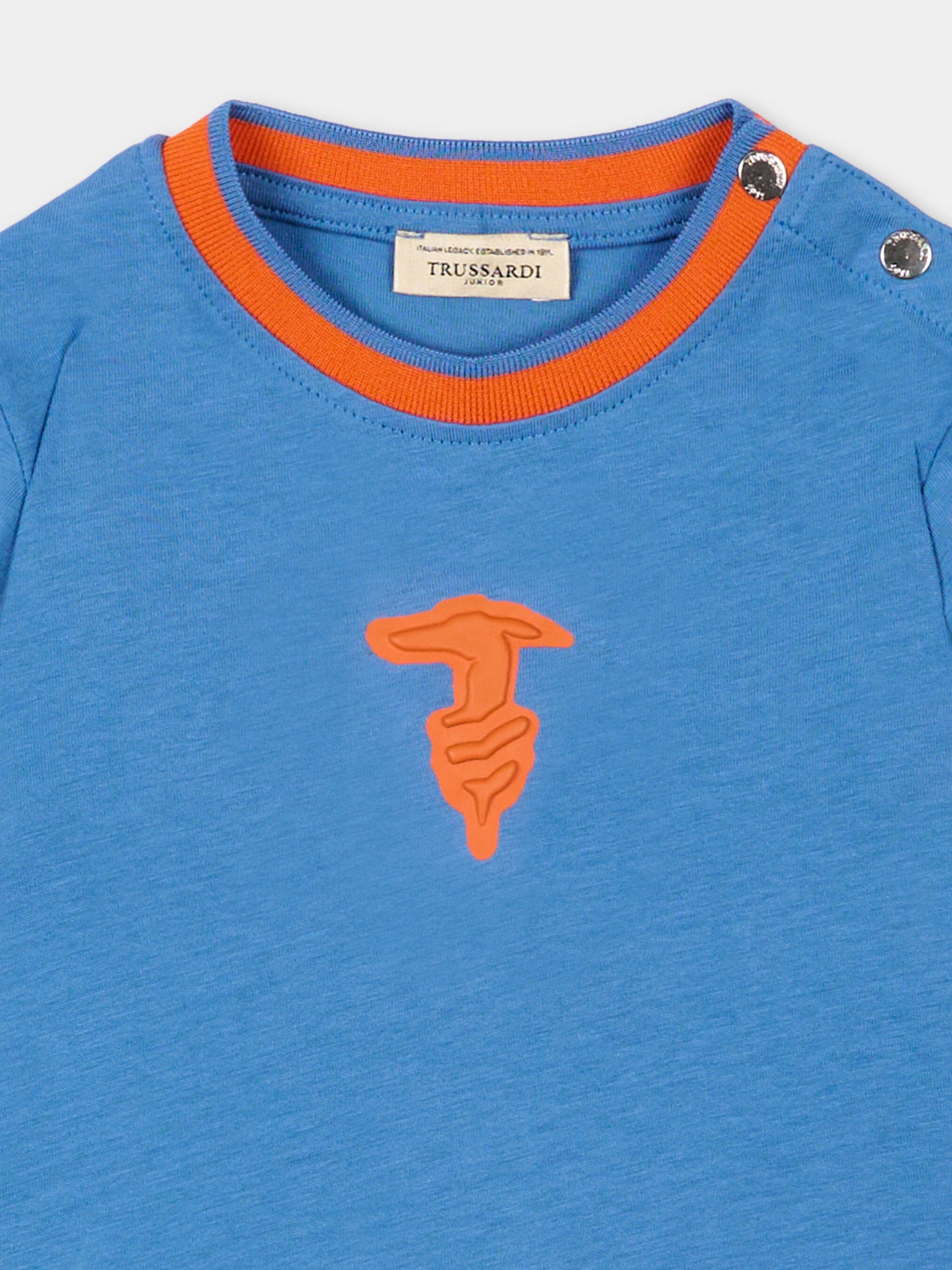 T-Shirt blu per neonato con levriero,Trussardi Junior,TIP26088TS BLUE RIVERSIDE