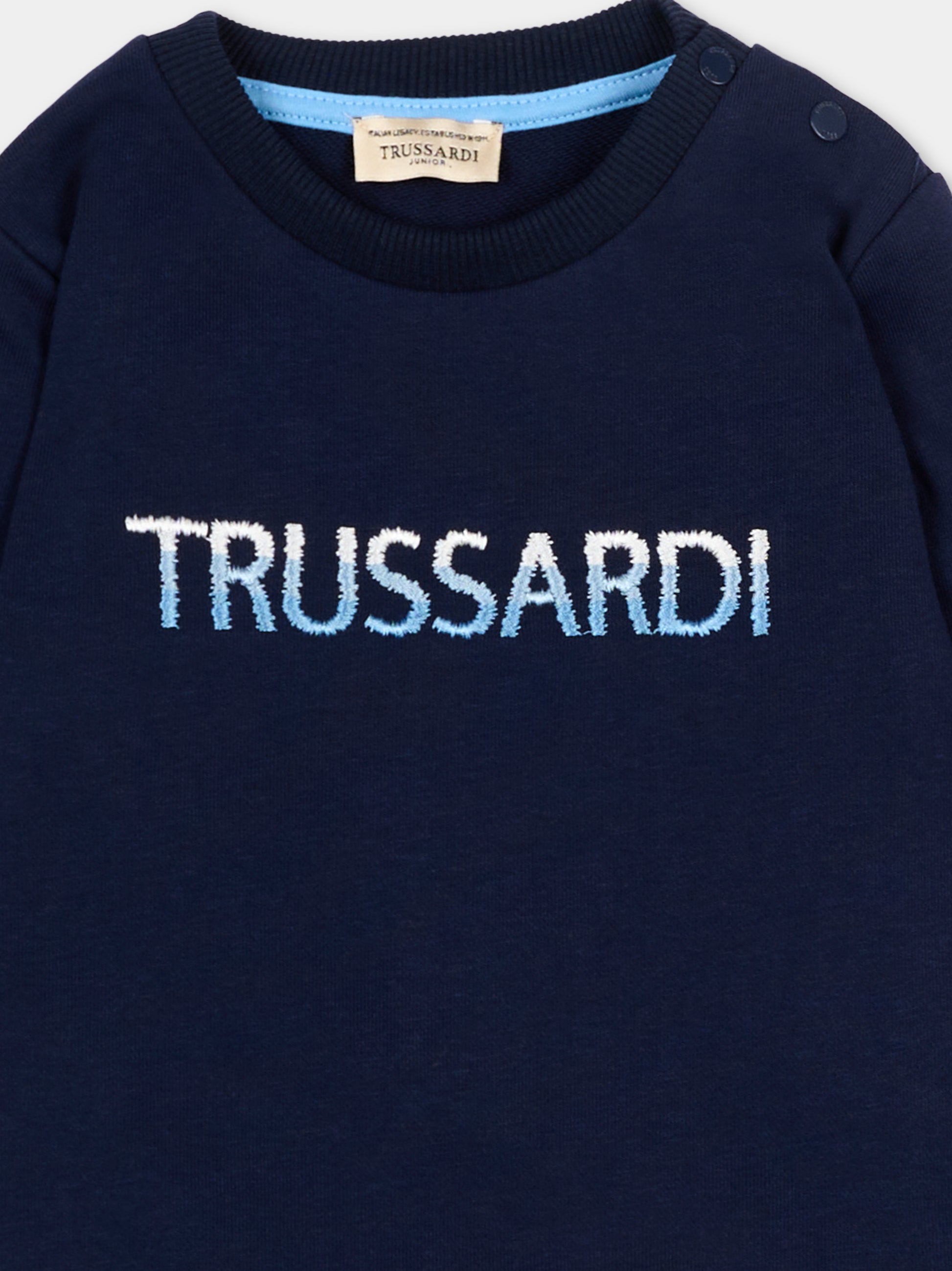 Felpa blu per neonato con logo,Trussardi Junior,TIP26091FE BLUE ESTATE