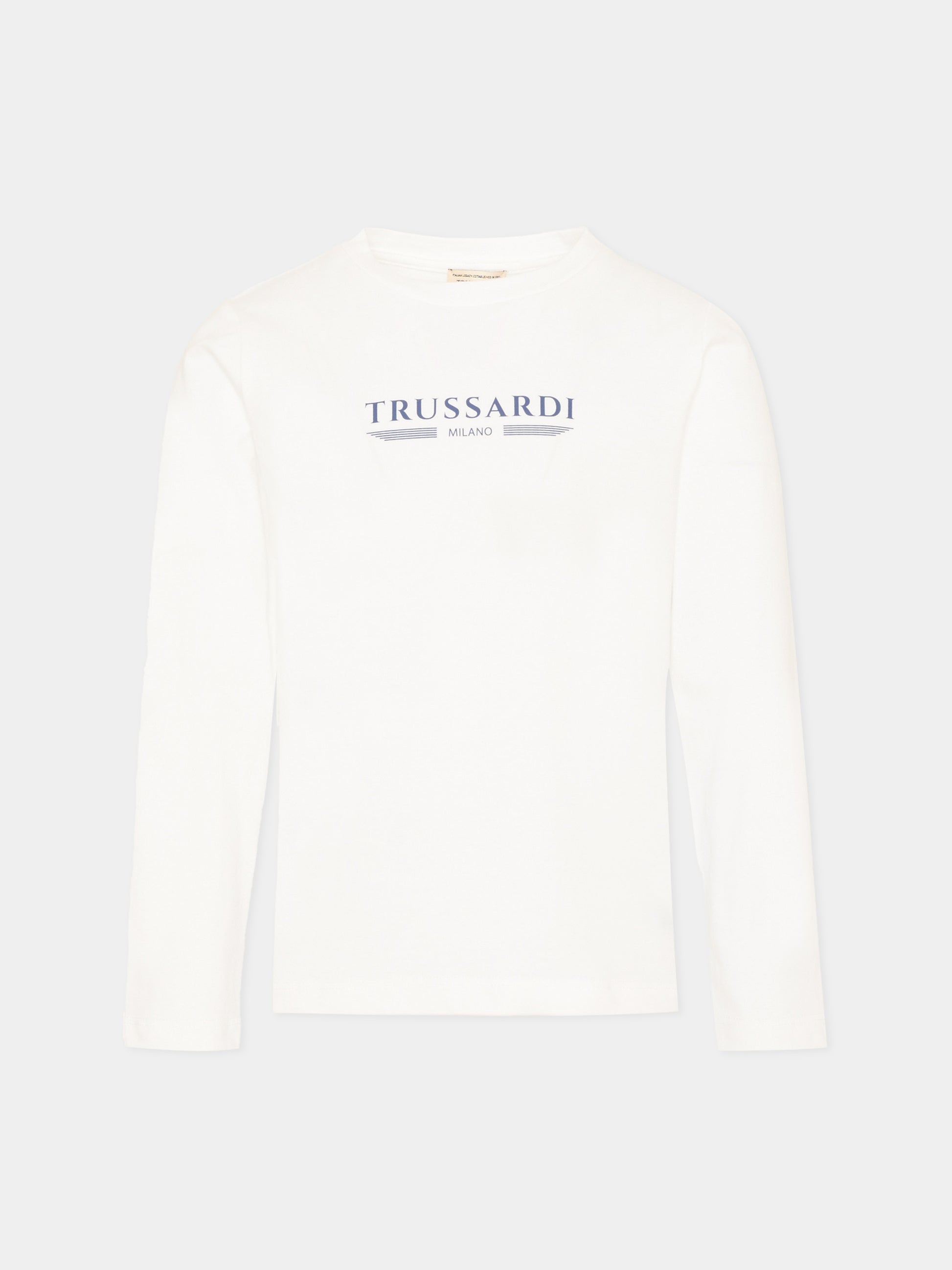 T-shirt bianca per bambino con logo,Trussardi Junior,TIP26106TS OFF-WHITE