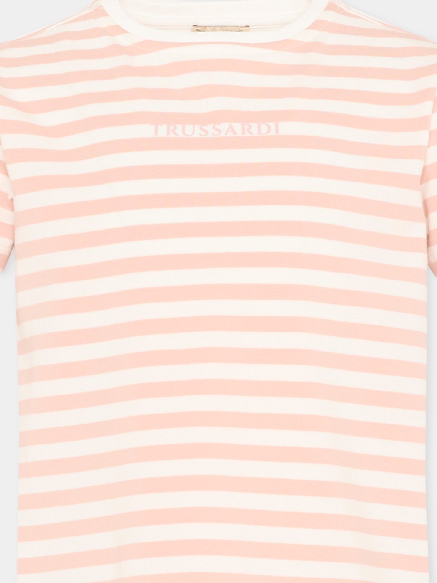 T-Shirt rosa per bambina a righe,Trussardi Junior,TIP26121TS PINK SCALLOP SHELL
