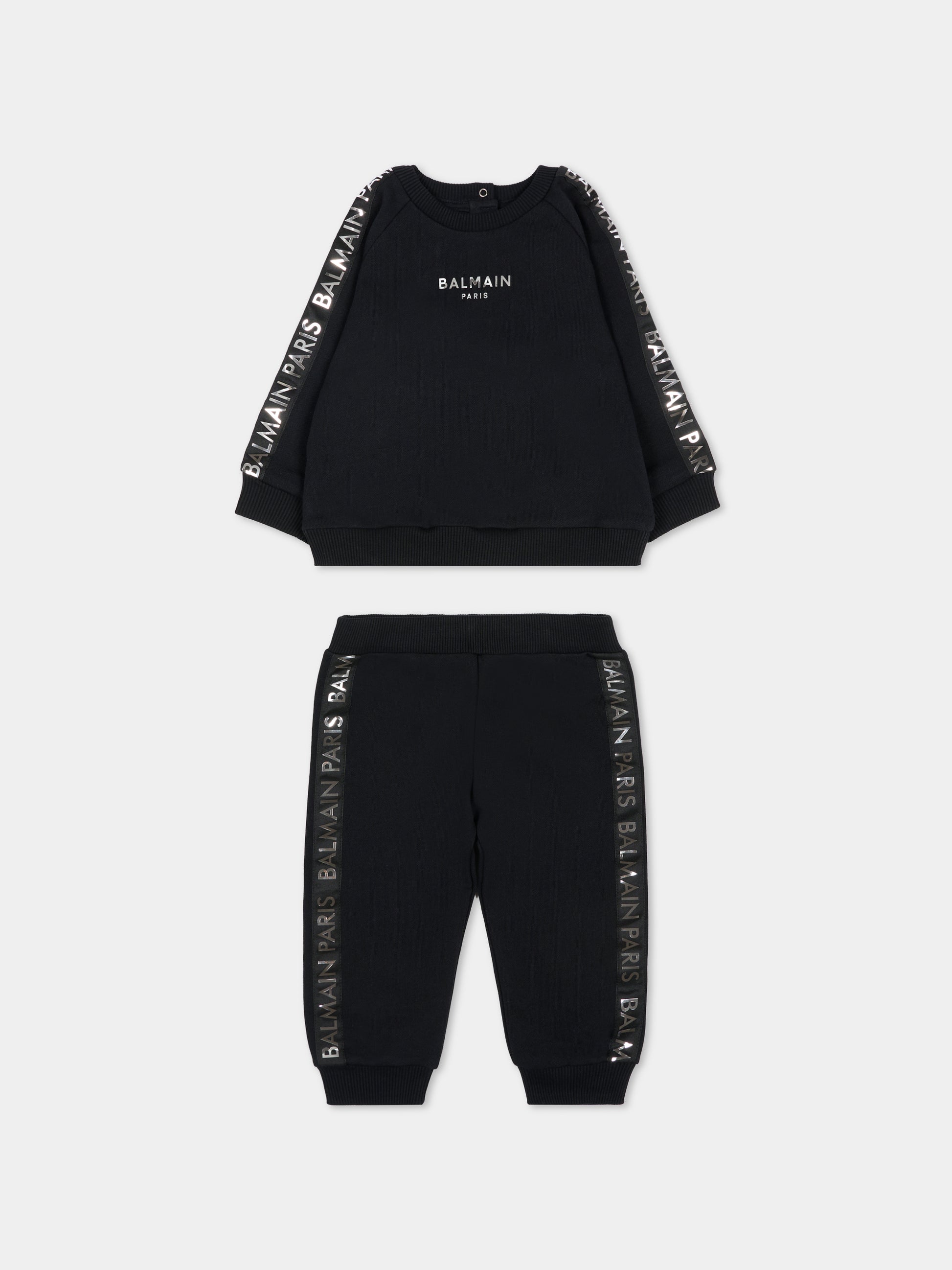 Completo nero per neonato con logo,Balmain Kids,BU3570 Z1753 930AG