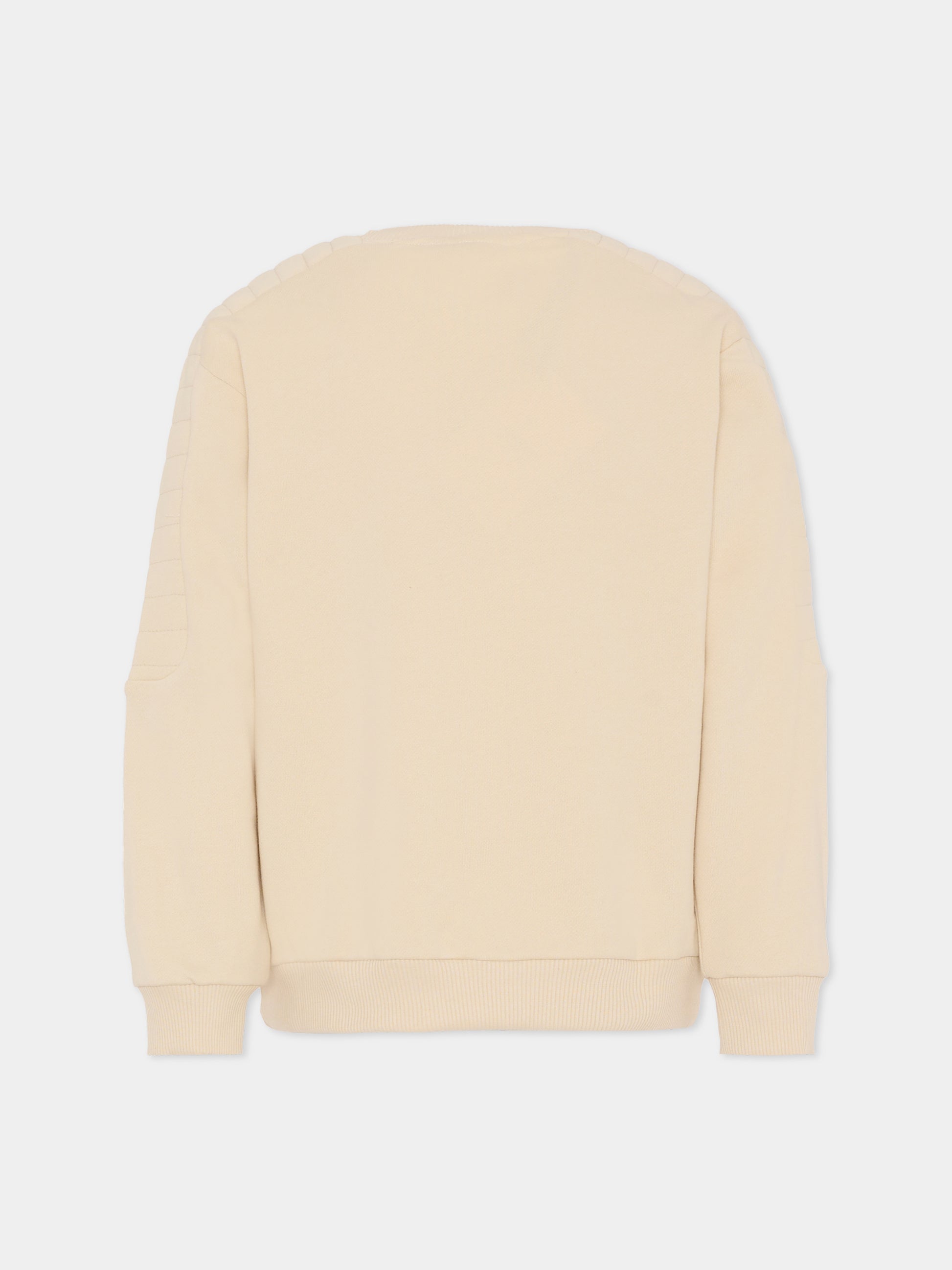 Felpa beige per bambini con logo,Balmain Kids,BU4P10 Z1753 106RO