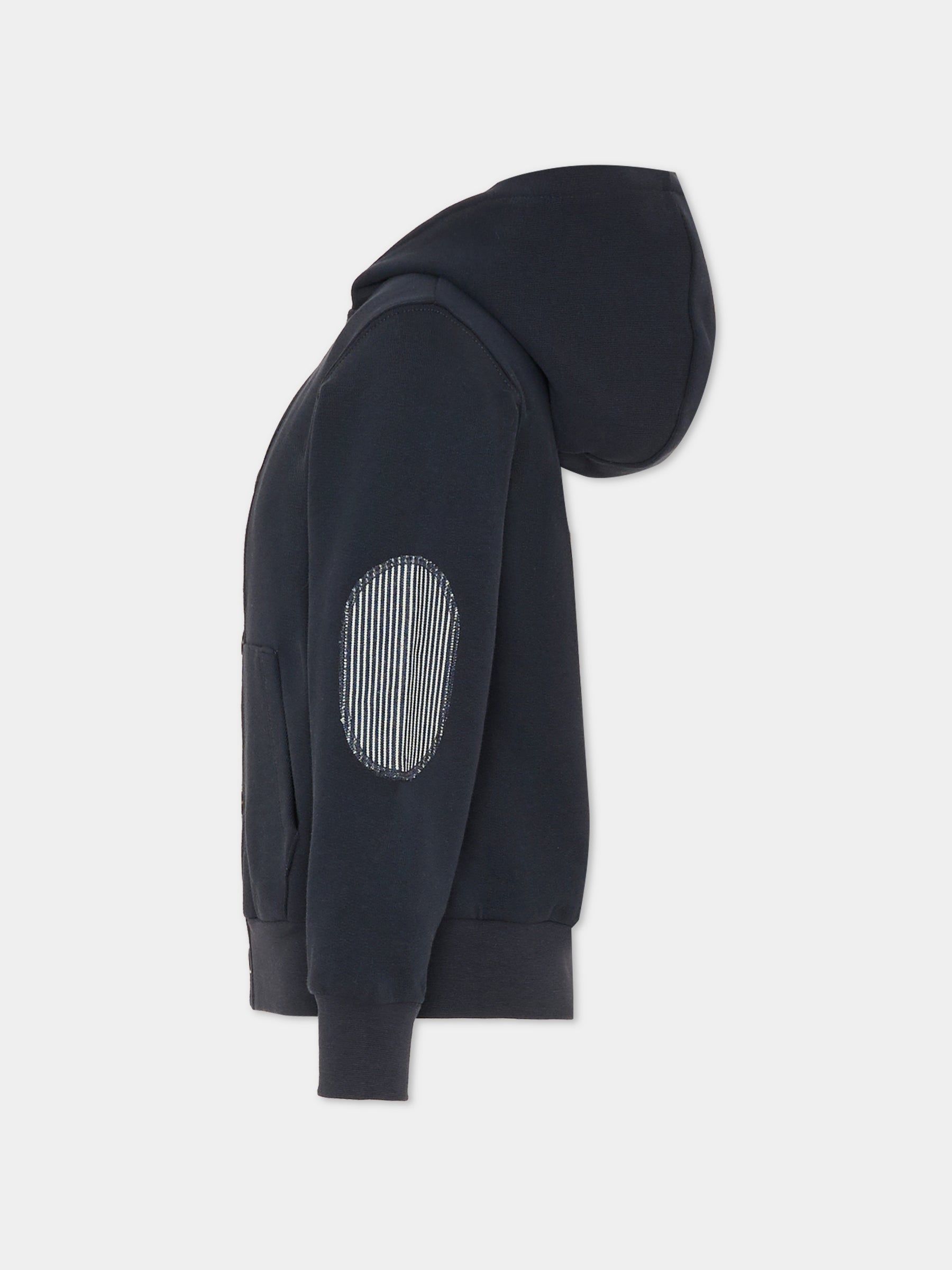 Felpa blu per bambino con logo ricamato,Fay Kids,FU4P10 Z1174 635