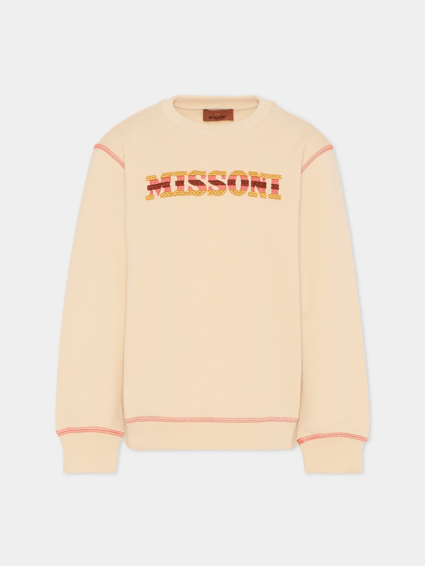 Felpa beige per bambini con logo,Missoni,MU4P60 Z0081 165