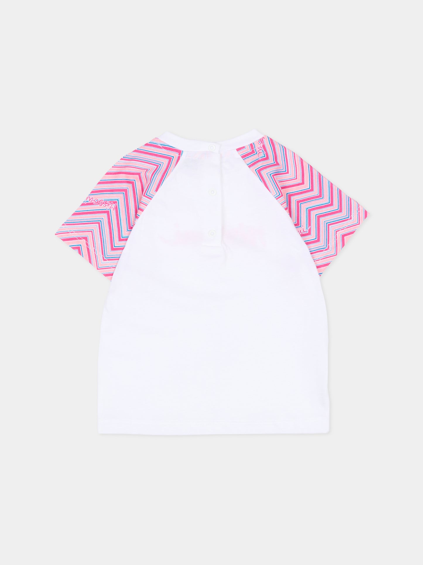 T-shirt bianca per neonata con logo,Missoni,MU8041 Z0082 100FU