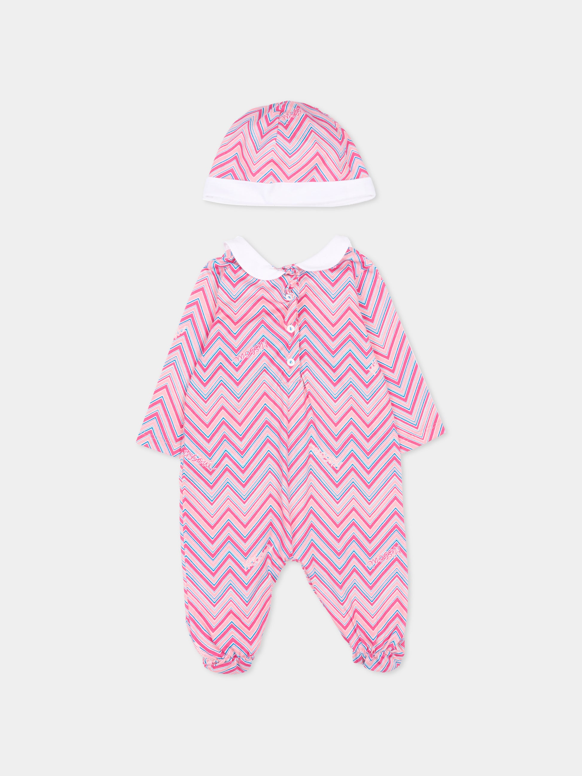 Completo rosa per neonata con motivo chevron,Missoni,MUB510 Z1904 513MC