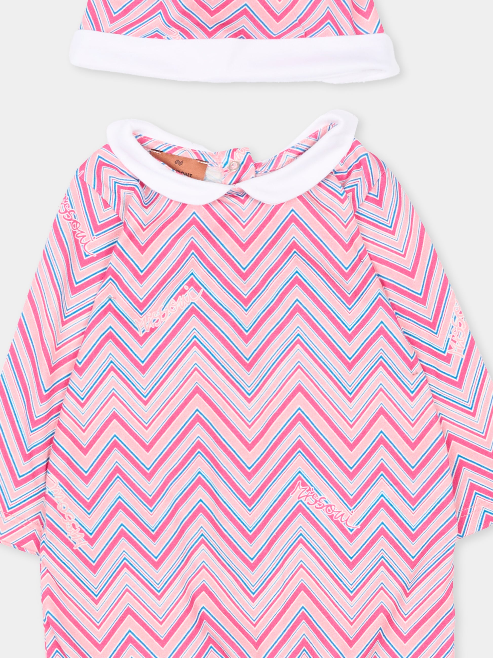 Completo rosa per neonata con motivo chevron,Missoni,MUB510 Z1904 513MC