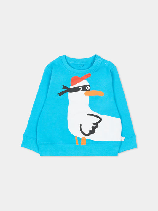 Felpa azzurra con gabbiano per neonato,Stella Mccartney Kids,TU4530 Z0499 605