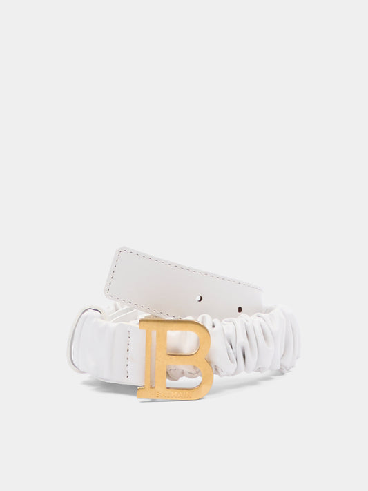 Cintura bianca per bambina con logo,Balmain Kids,BS0B11 Z1371 100OR