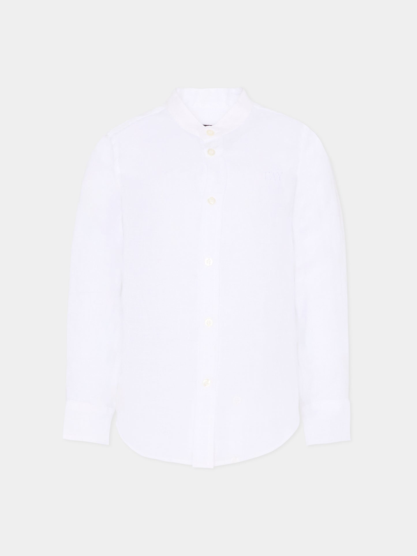 Camicia bianca per bambino con logo bianco ricamato,Fay Kids,FS5P90 I0068 100
