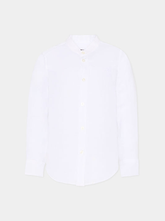 Camicia bianca per bambino con logo bianco ricamato,Fay Kids,FS5P90 I0068 100