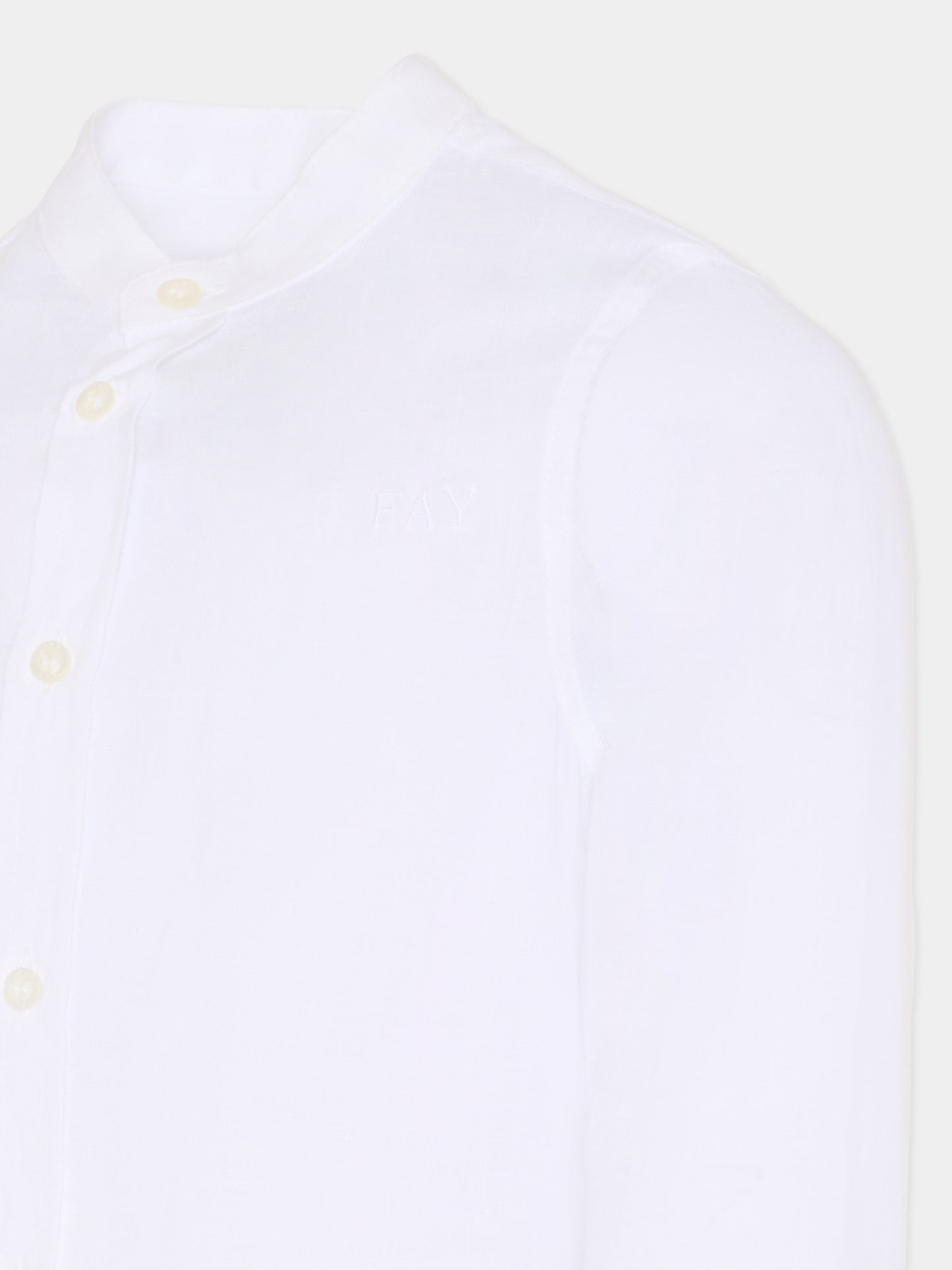 Camicia bianca per bambino con logo bianco ricamato,Fay Kids,FS5P90 I0068 100