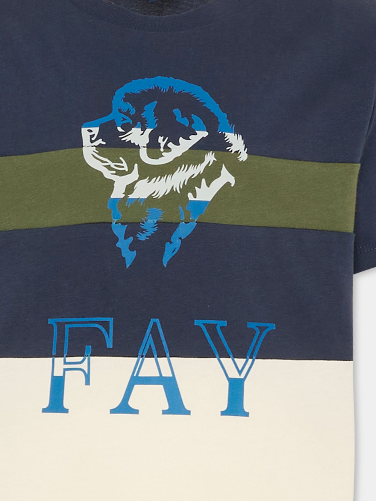 T-shirt blu per bambino con logo,Fay Kids,FV8P00 Z0761 102BL
