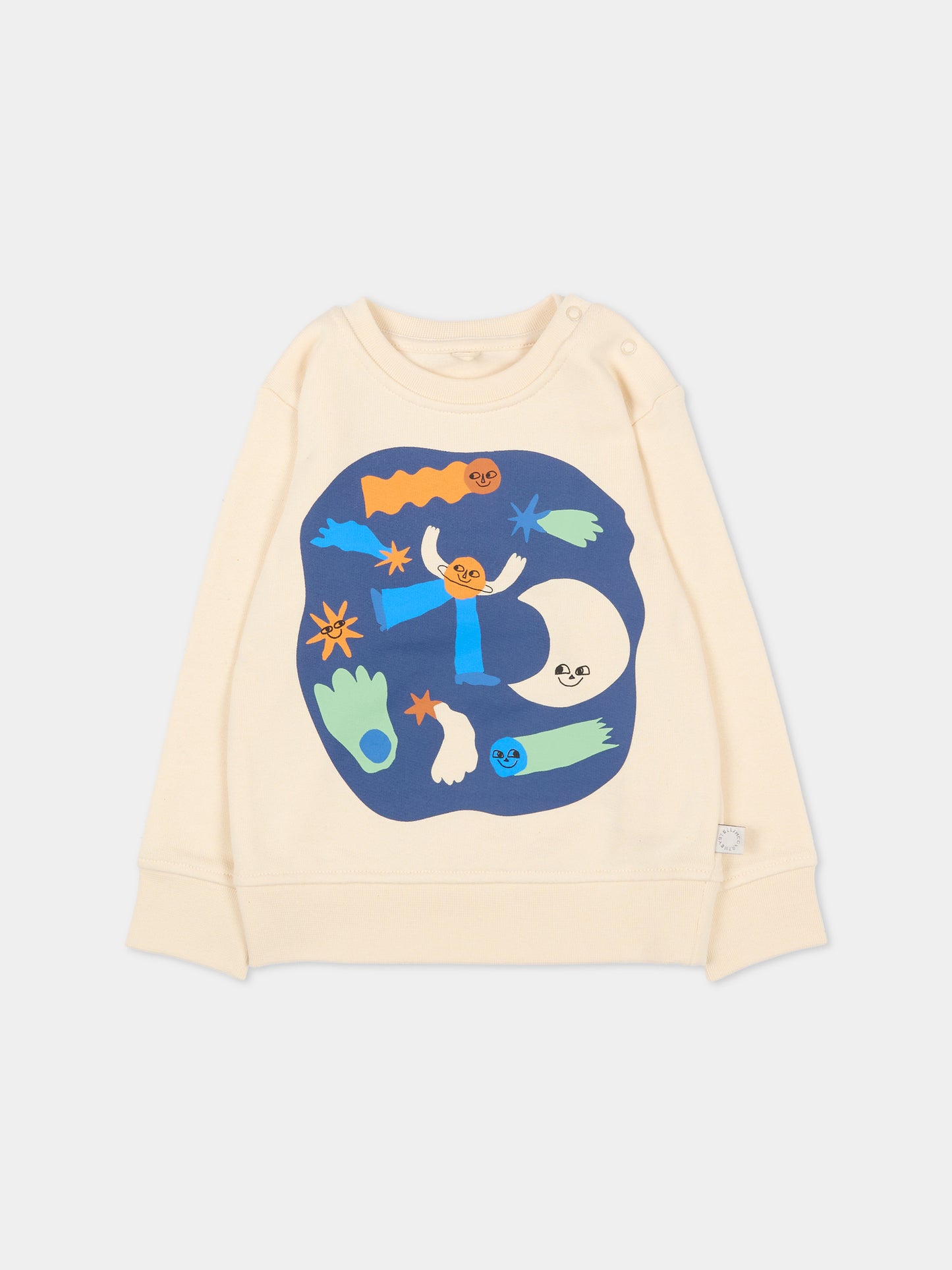 Felpa beige per neonato con stampa spazio,Stella Mccartney Kids,TV4510 Z0453 168