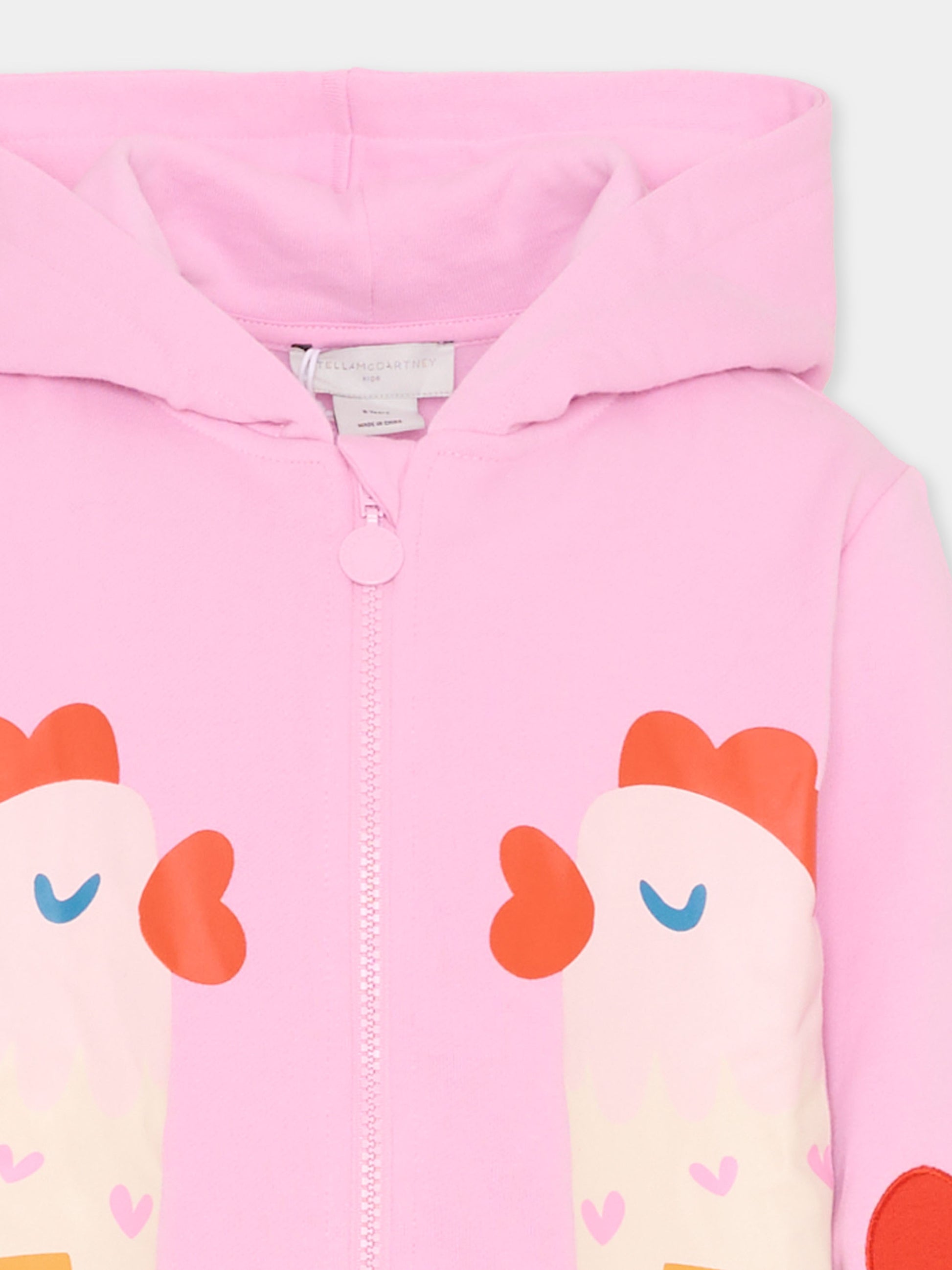 Felpa rosa per bambina con galline,Stella Mccartney Kids,TV4A30 Z0453 50G