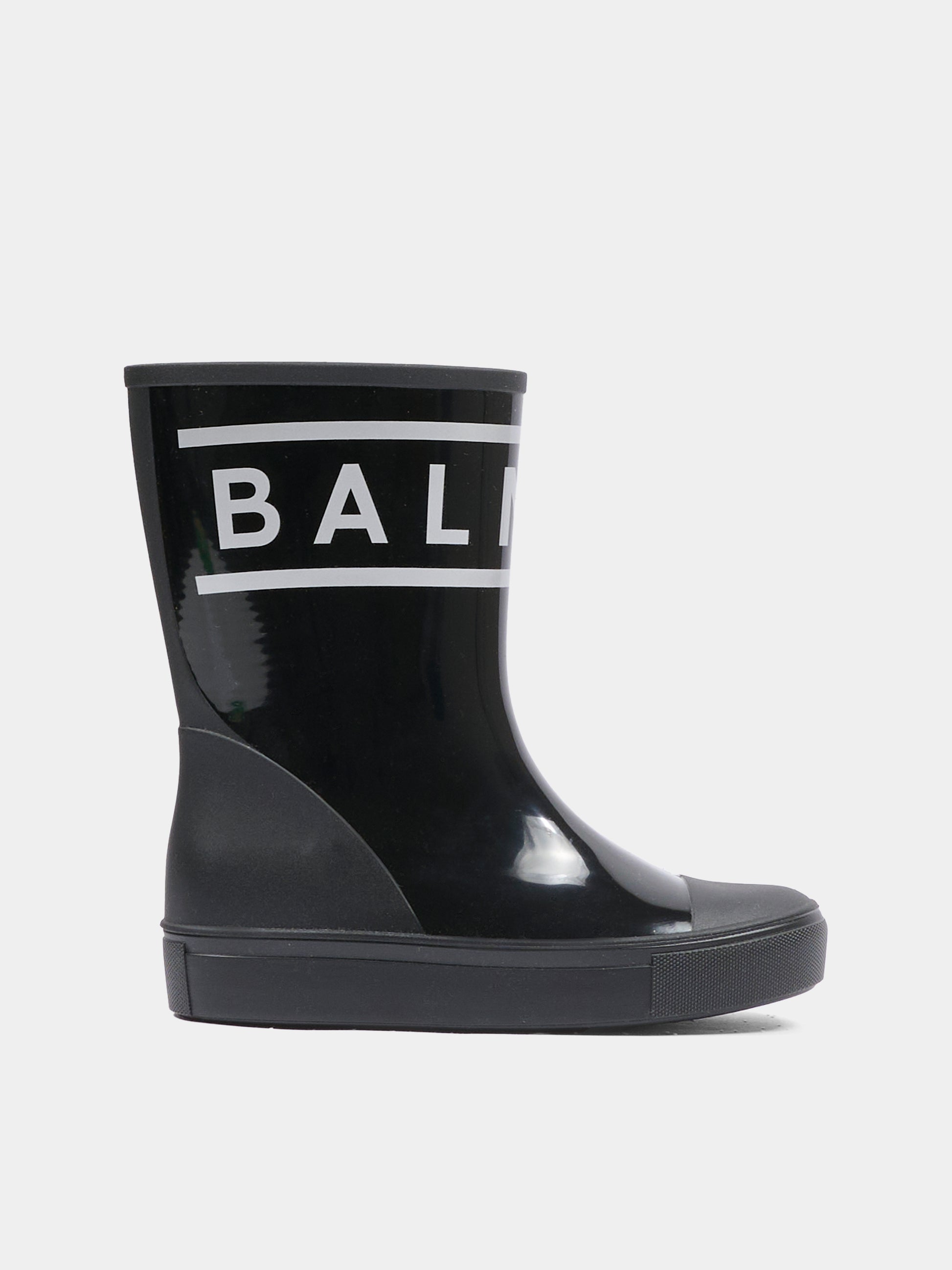 Stivali pioggia neri per bambina con logo,Balmain Kids,BT0S26 Z1831 930AG