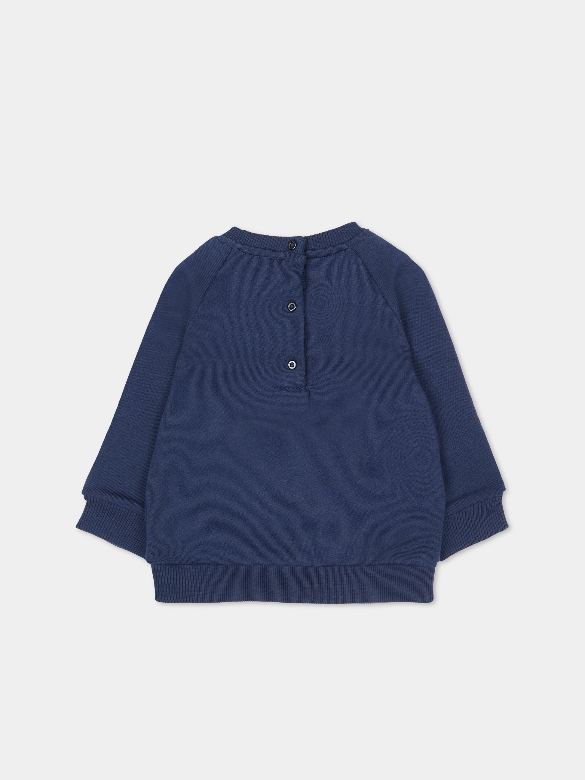 Felpa blu per neonato con logo dorato,Balmain Kids,BT4590 Z0114 649