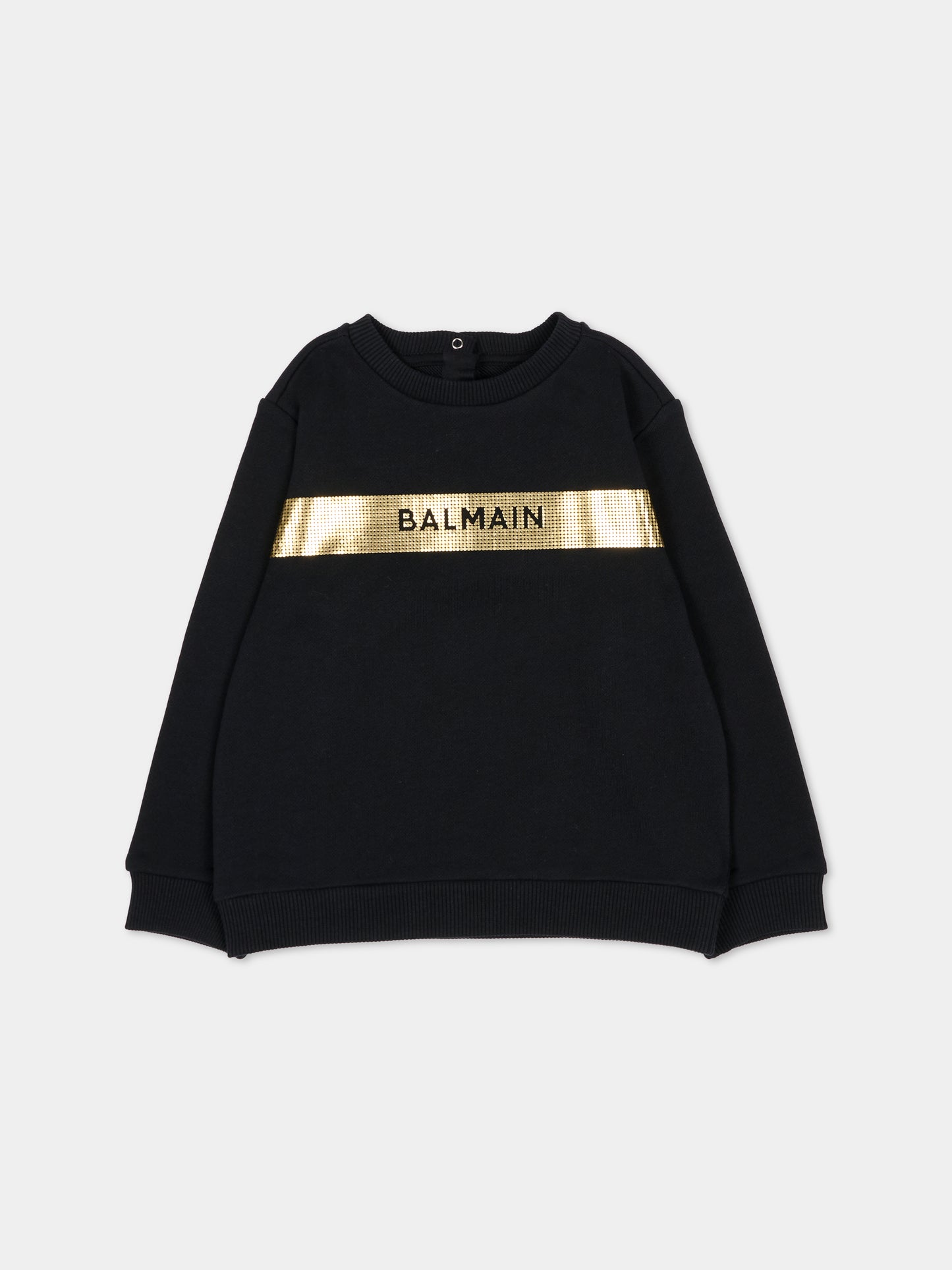 Felpa nera per neonati con logo,Balmain Kids,BT4620 Z0081 930OR