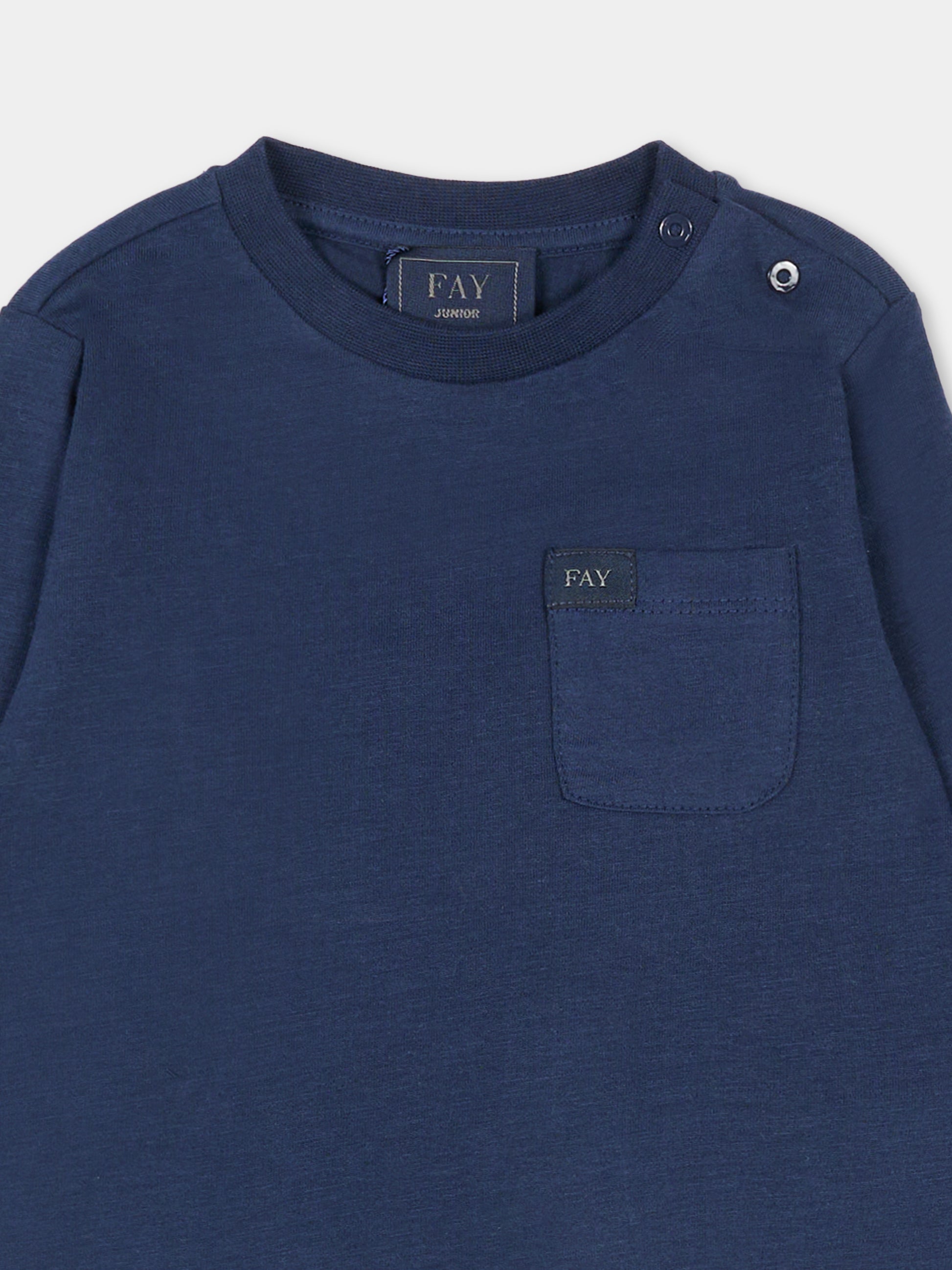 T-shirt blu per neonato con logo,Fay Kids,FT8500 Z0761 667