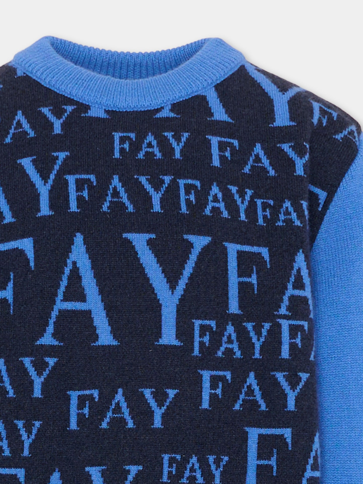 Maglione blu per bambino con logo,Fay Kids,FT9P80 W0023 612BL
