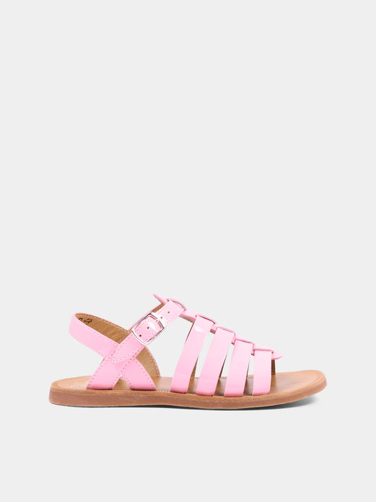 Sandali rosa per bambina in vernice,Pom D'api,U 1 FA VR04 12 PINK CANDY