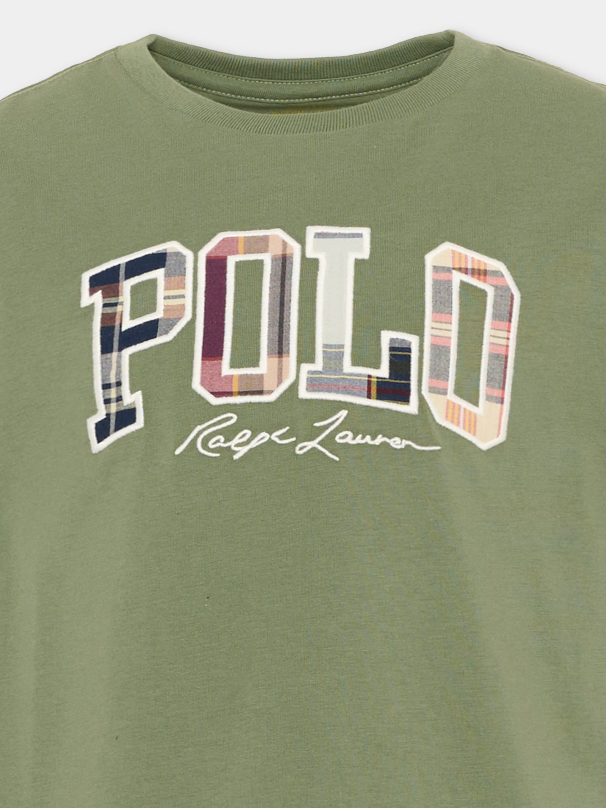 T-Shirt verde per bambina con logo,Ralph Lauren Kids,B18474001