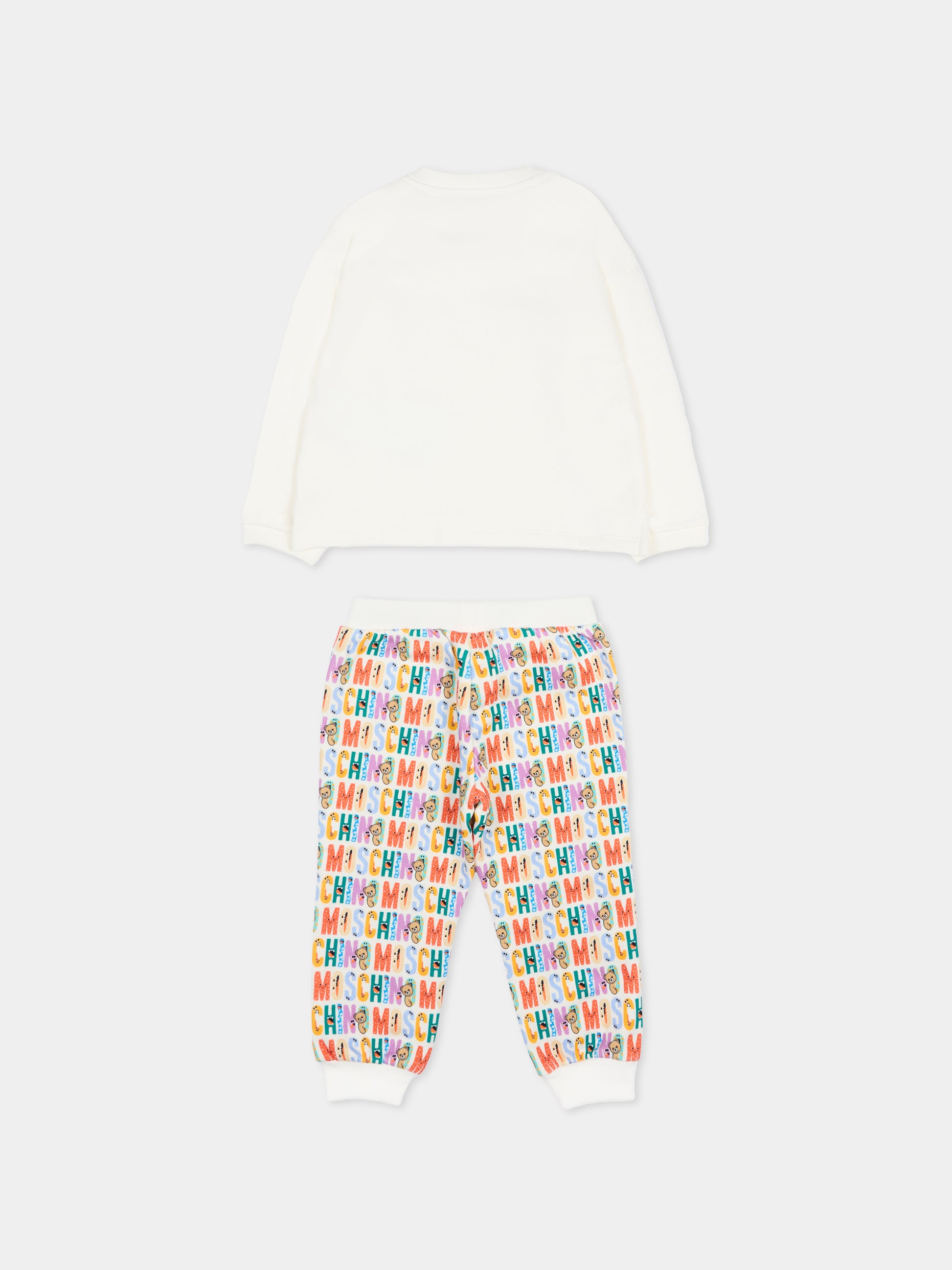 Completo avorio per neonati con logo,Moschino Kids,MUK05C LCA58 10063