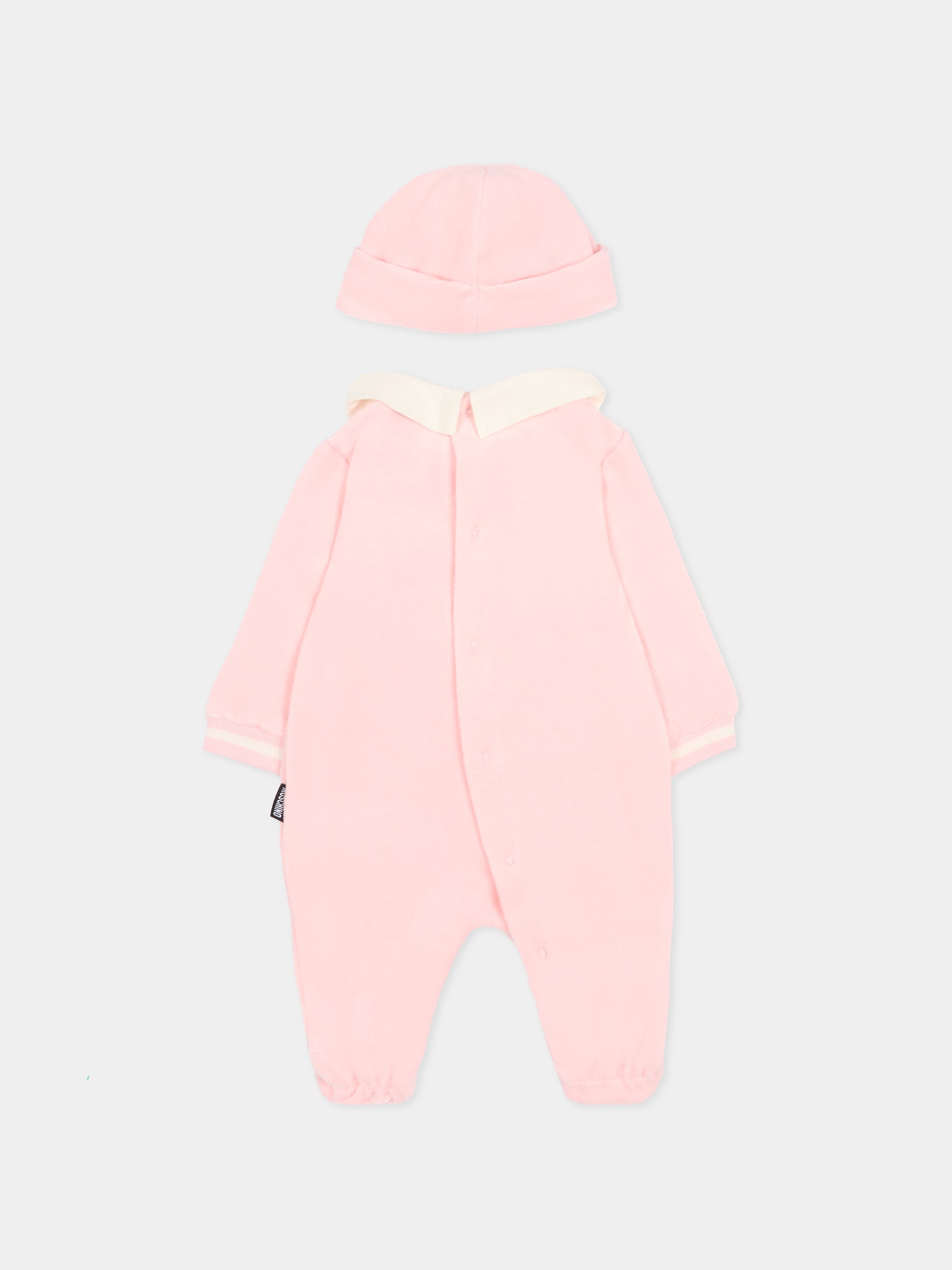 Set tutina rosa per neonata con patch Teddy Bear,Moschino Kids,MUY08H LGA27 50209