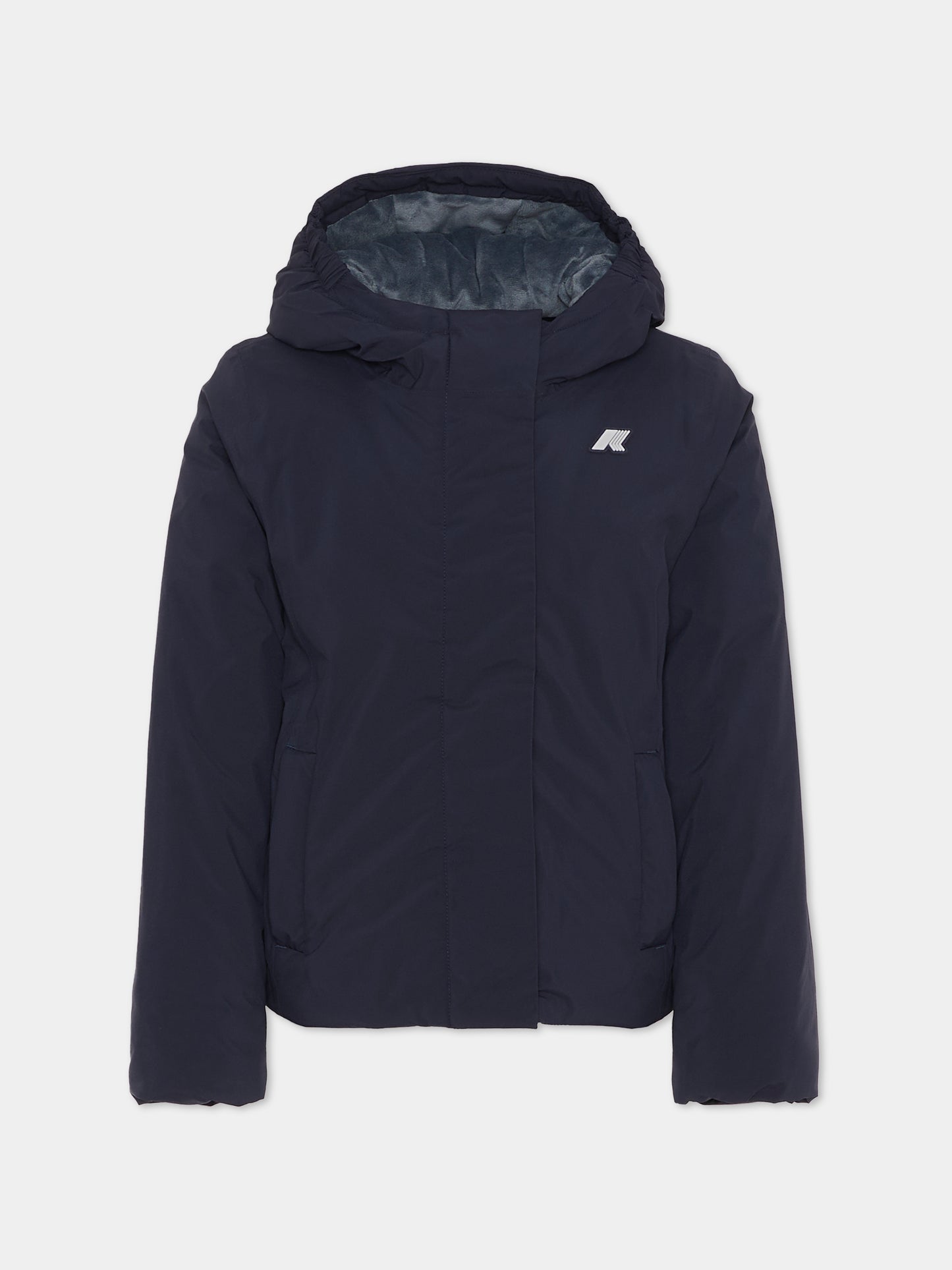 Piumino Lily Soft Touch Marmotta blu per bambina con logo,K-way,K4137WW AL9