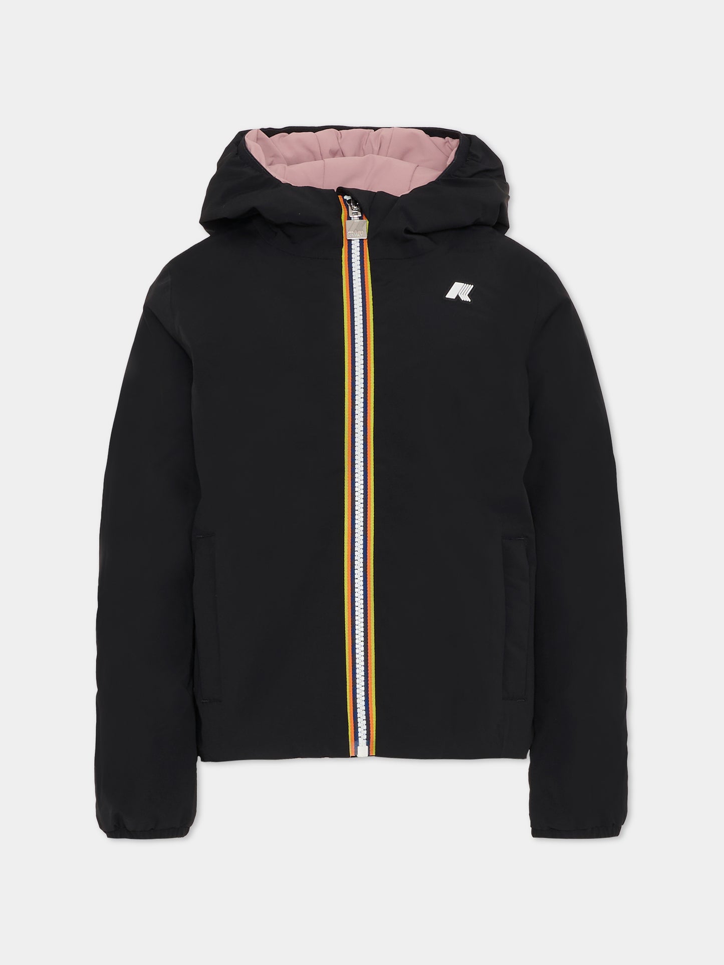 Piumino reversibile nero Lily St Warm per bambina con logo,K-way,K71339W BBM