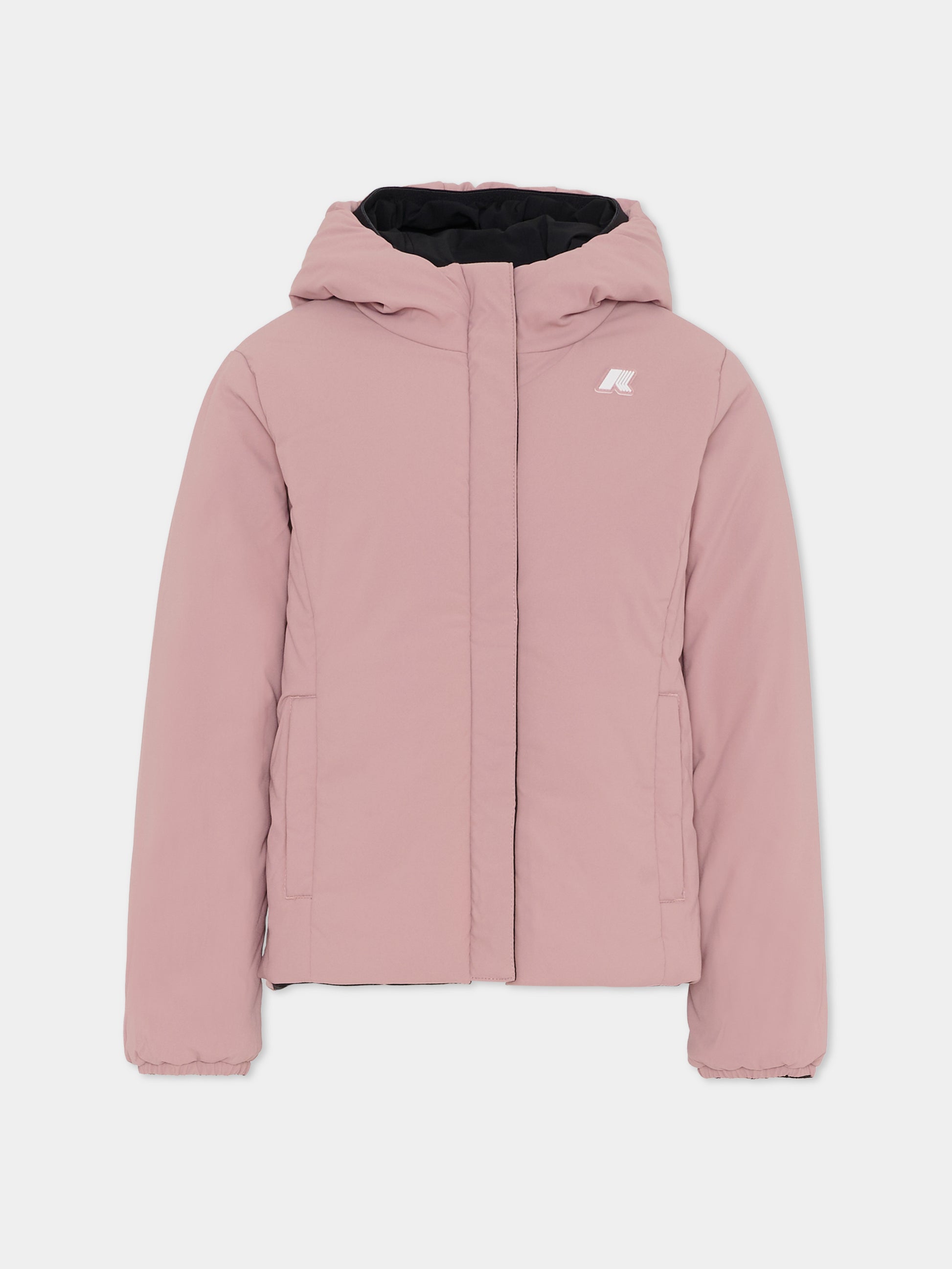 Piumino reversibile nero Lily St Warm per bambina con logo,K-way,K71339W BBM